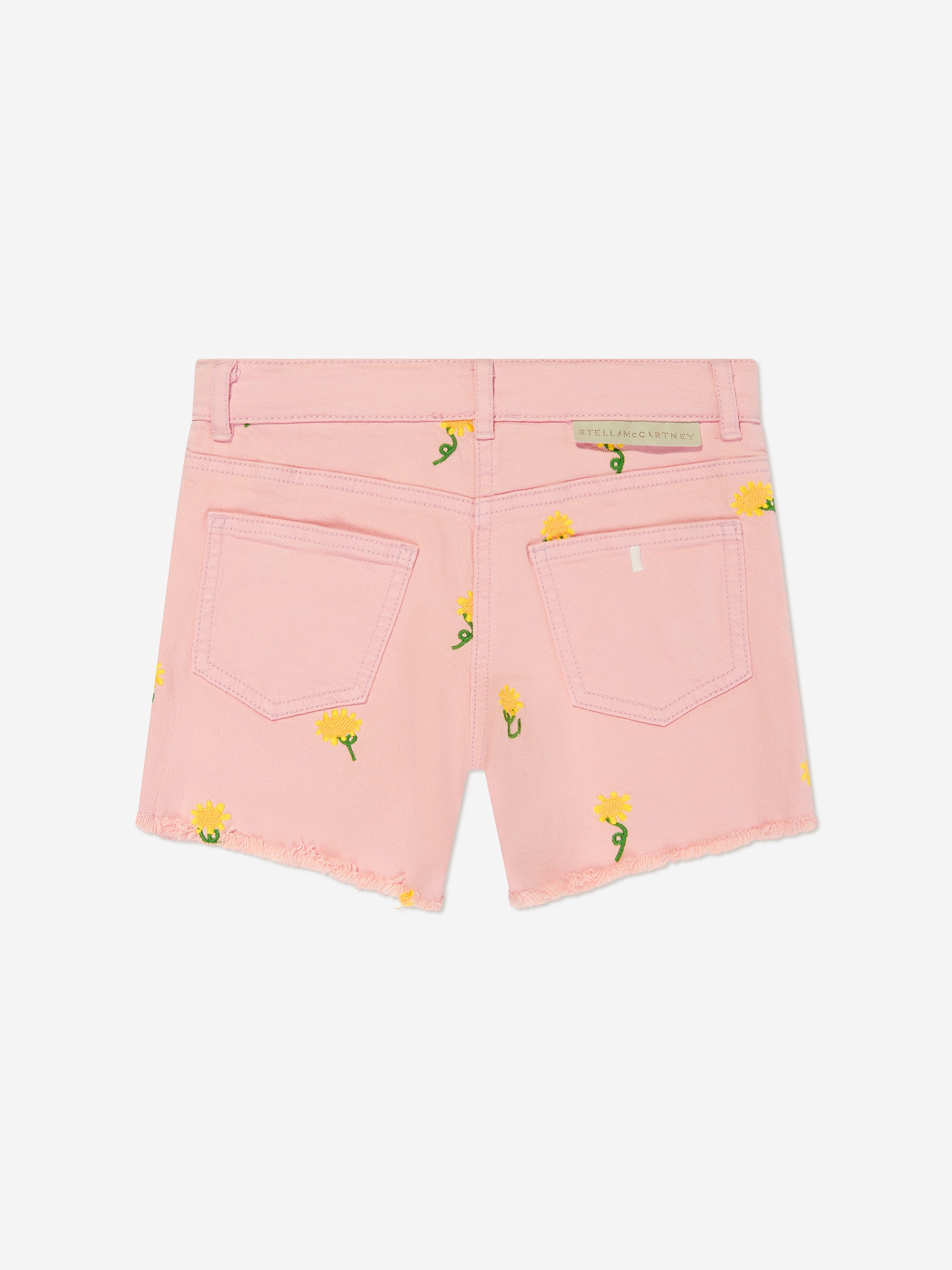 Stella McCartney Girls Embroidered Flower Shorts in Pink