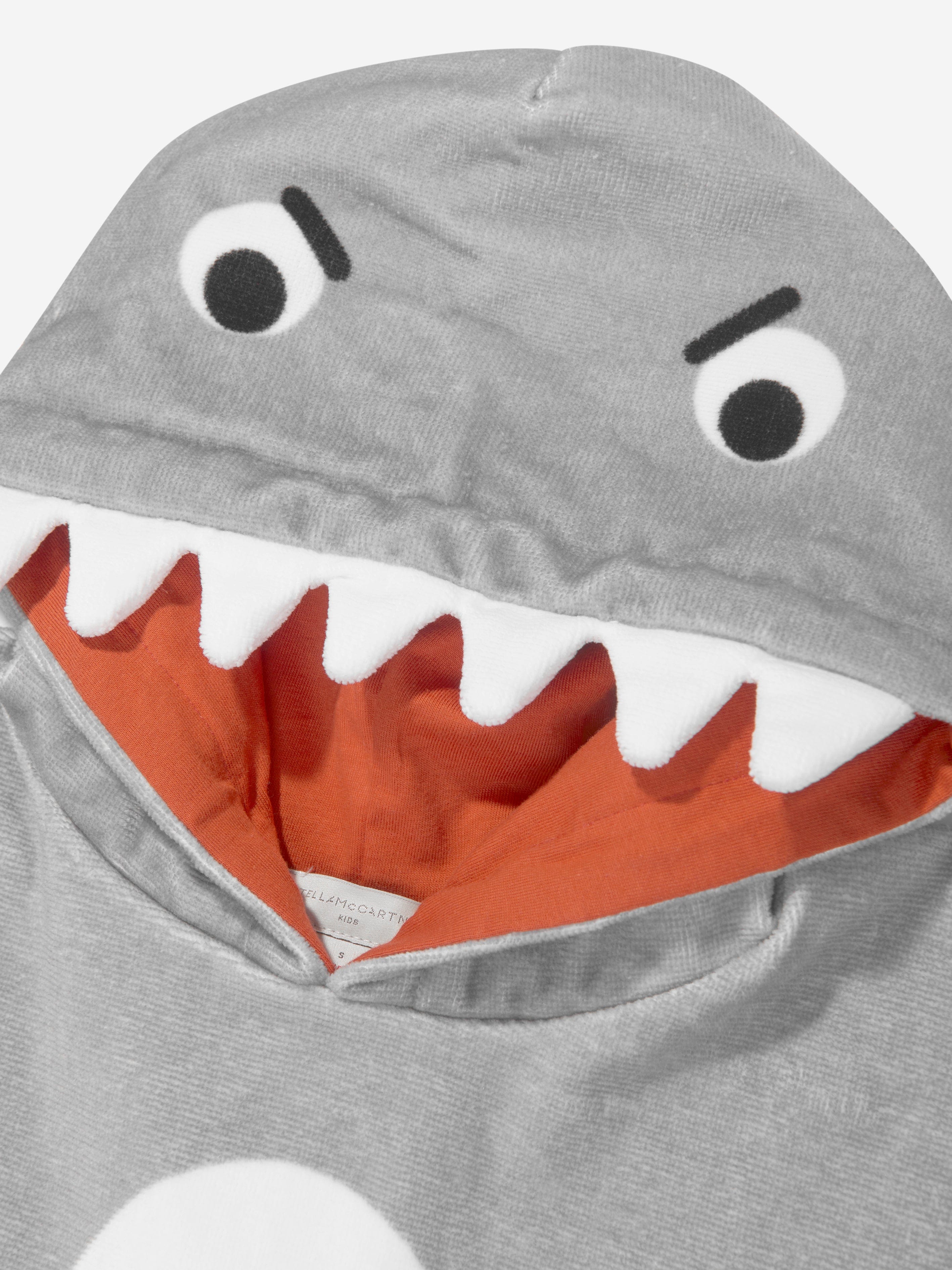 Stella McCartney Boys Shark Hooded Towel in Grey