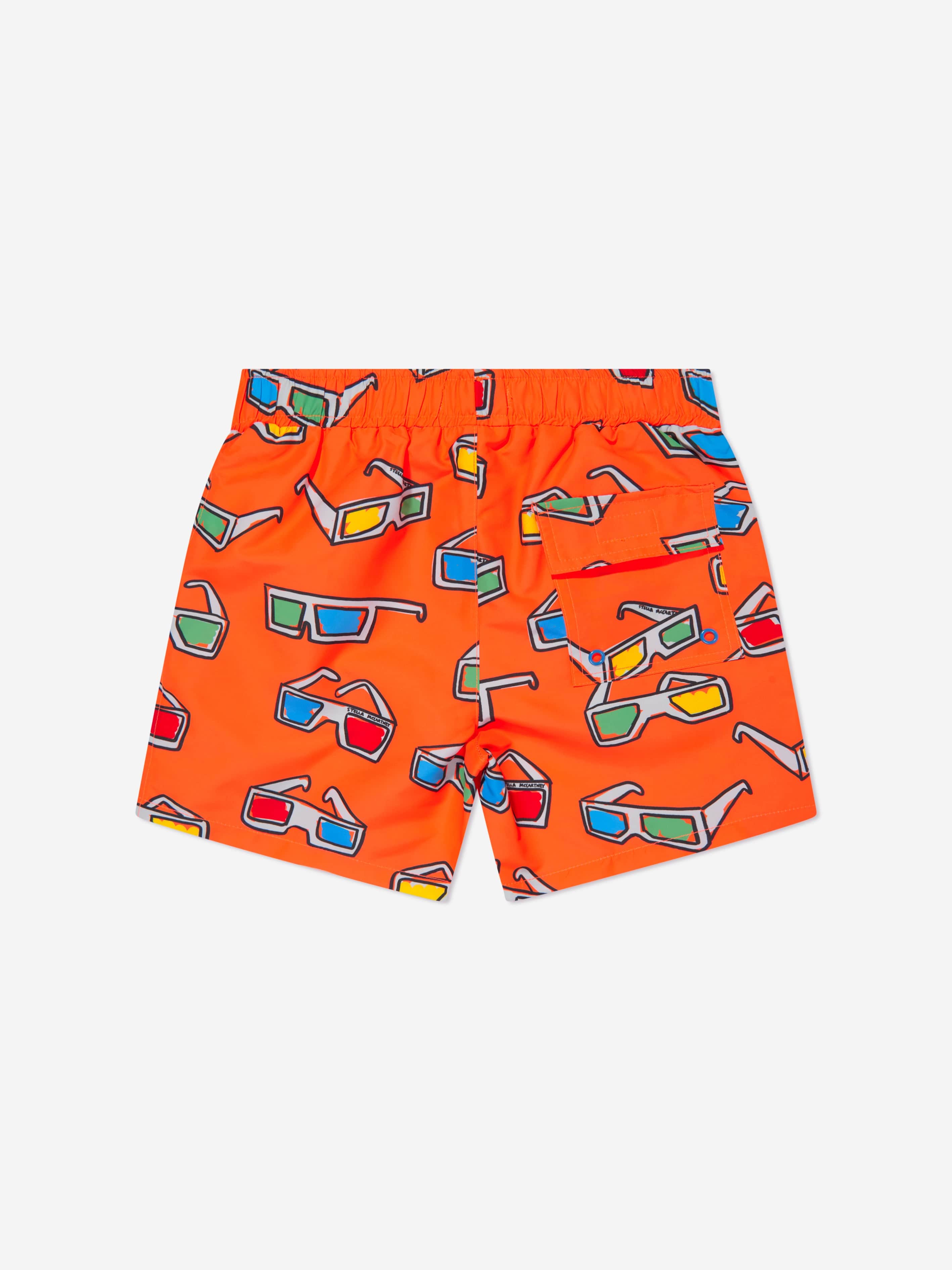 Stella McCartney Boys Sunglasses Swim Shorts in Orange