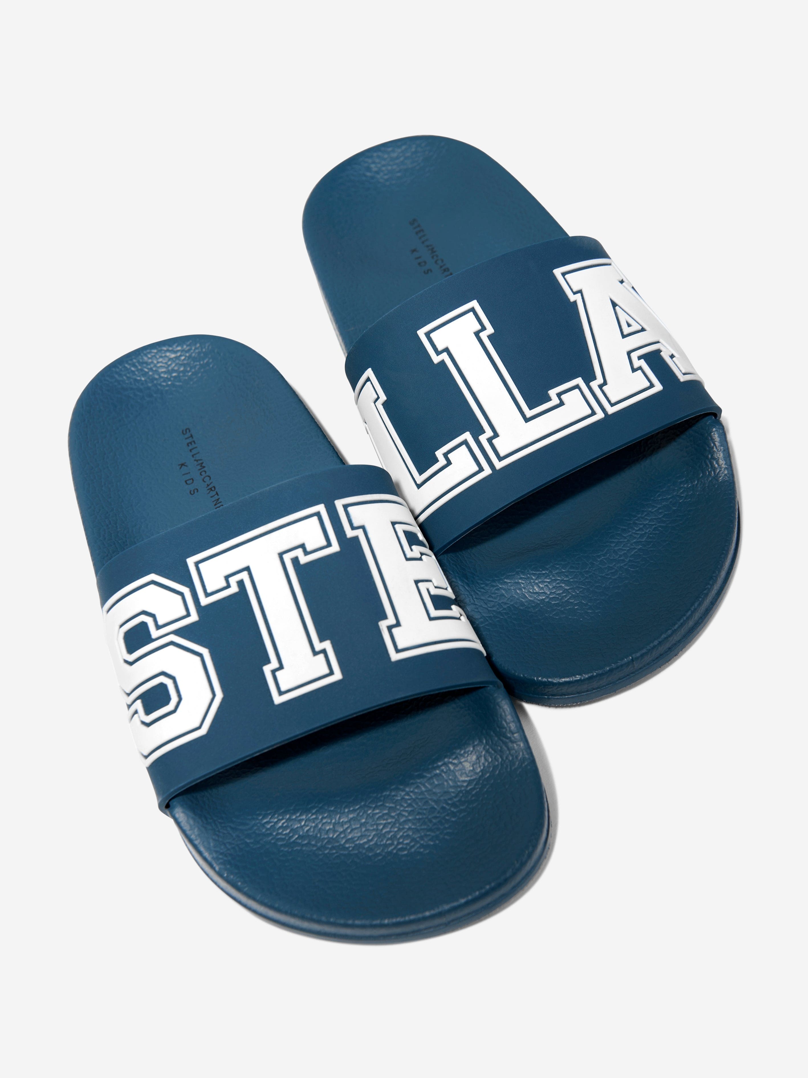Stella McCartney Boys Logo Sliders in Blue