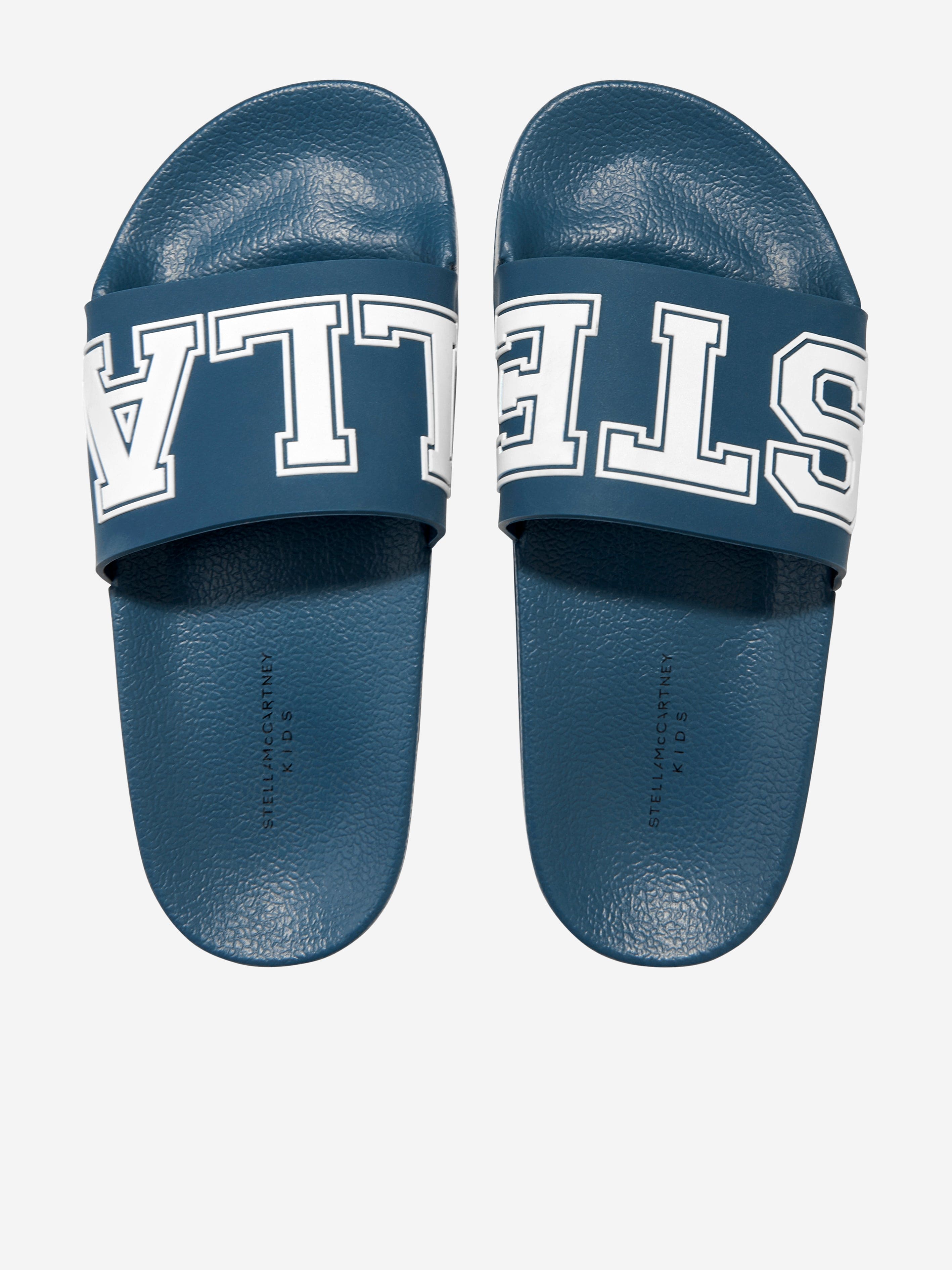 Stella McCartney Boys Logo Sliders in Blue