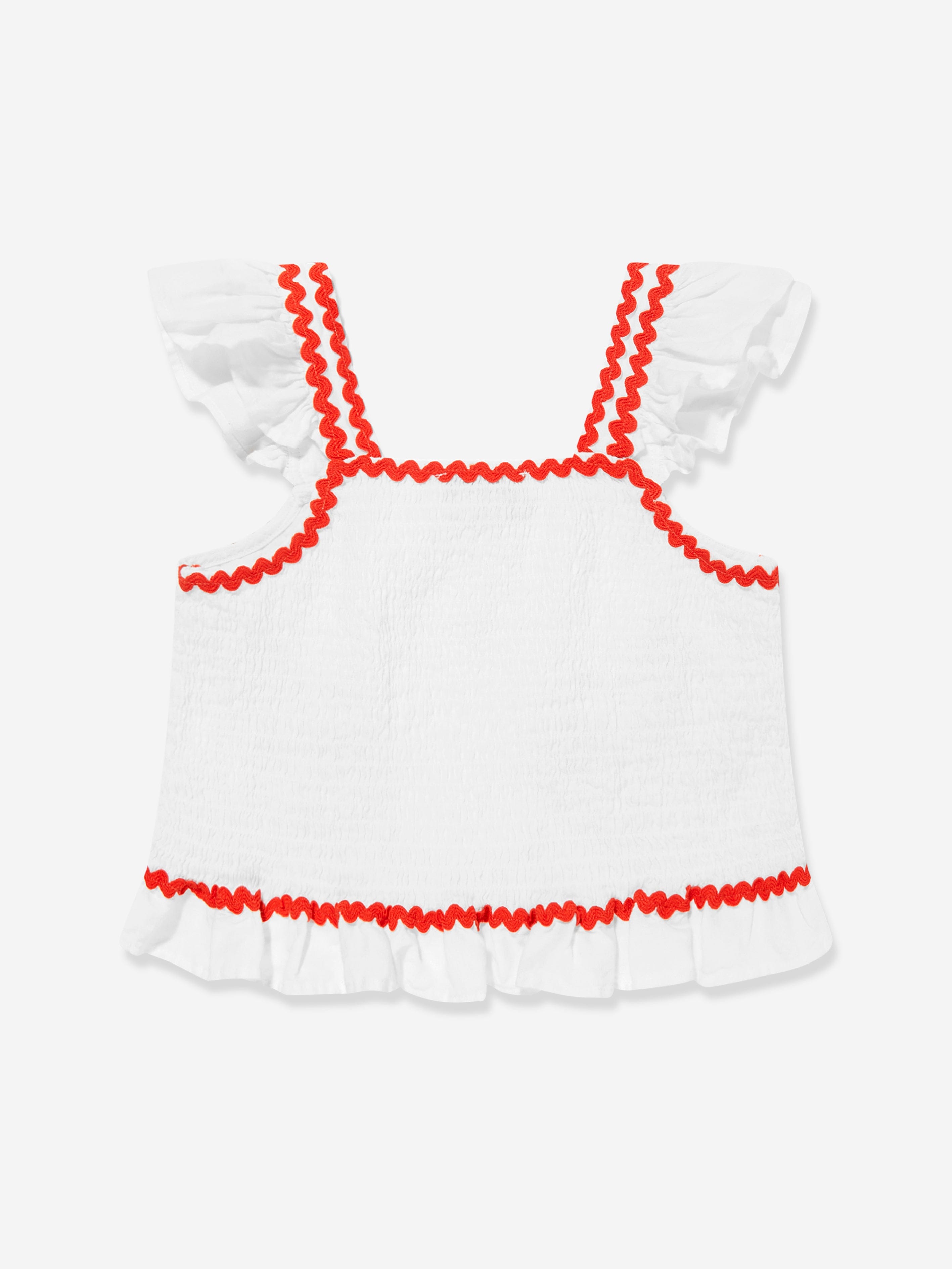Stella McCartney Girls Linen Strawberry Top in Ivory