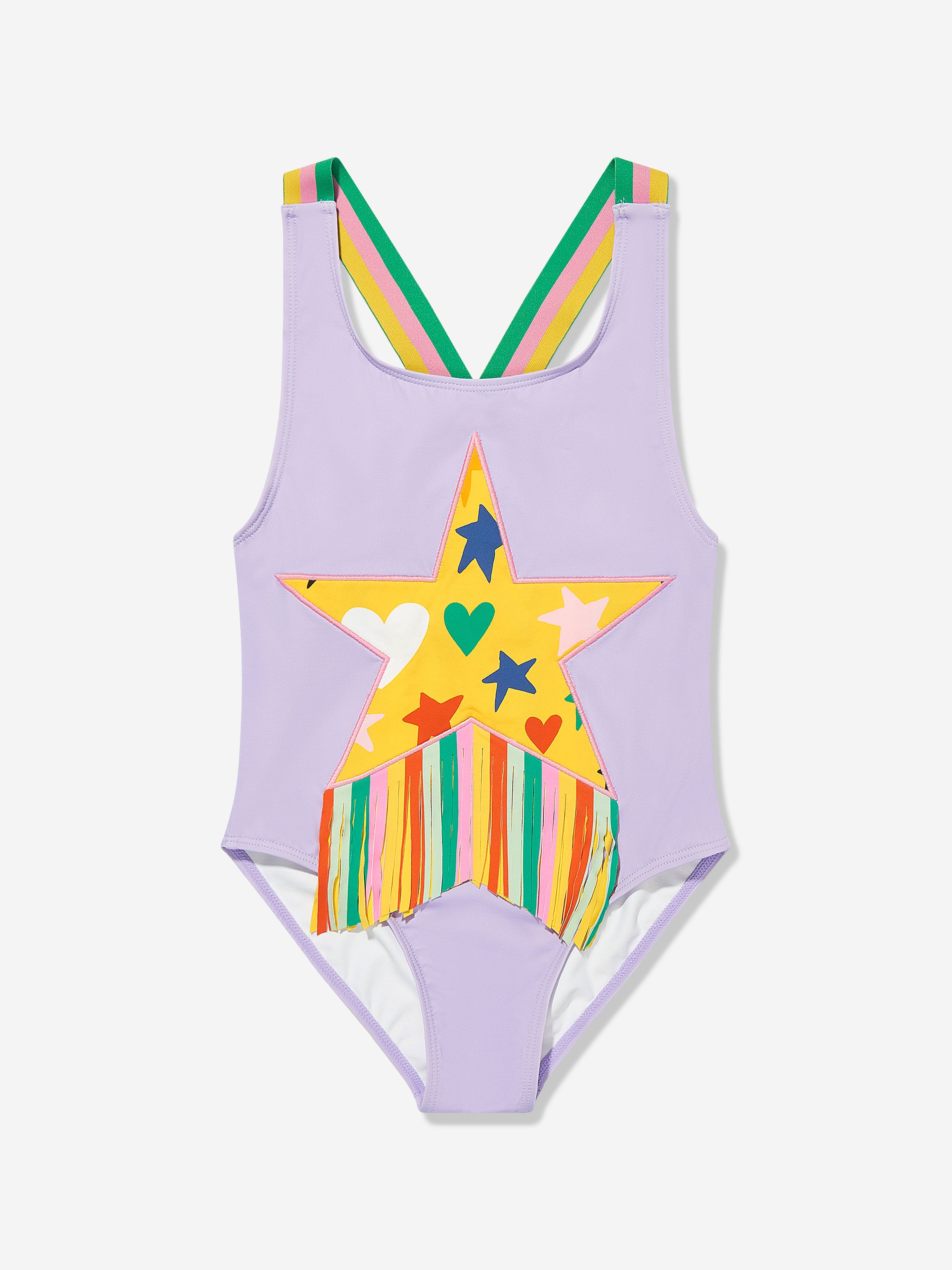 Stella McCartney Girls Fringed Star Swimsuit in Purple