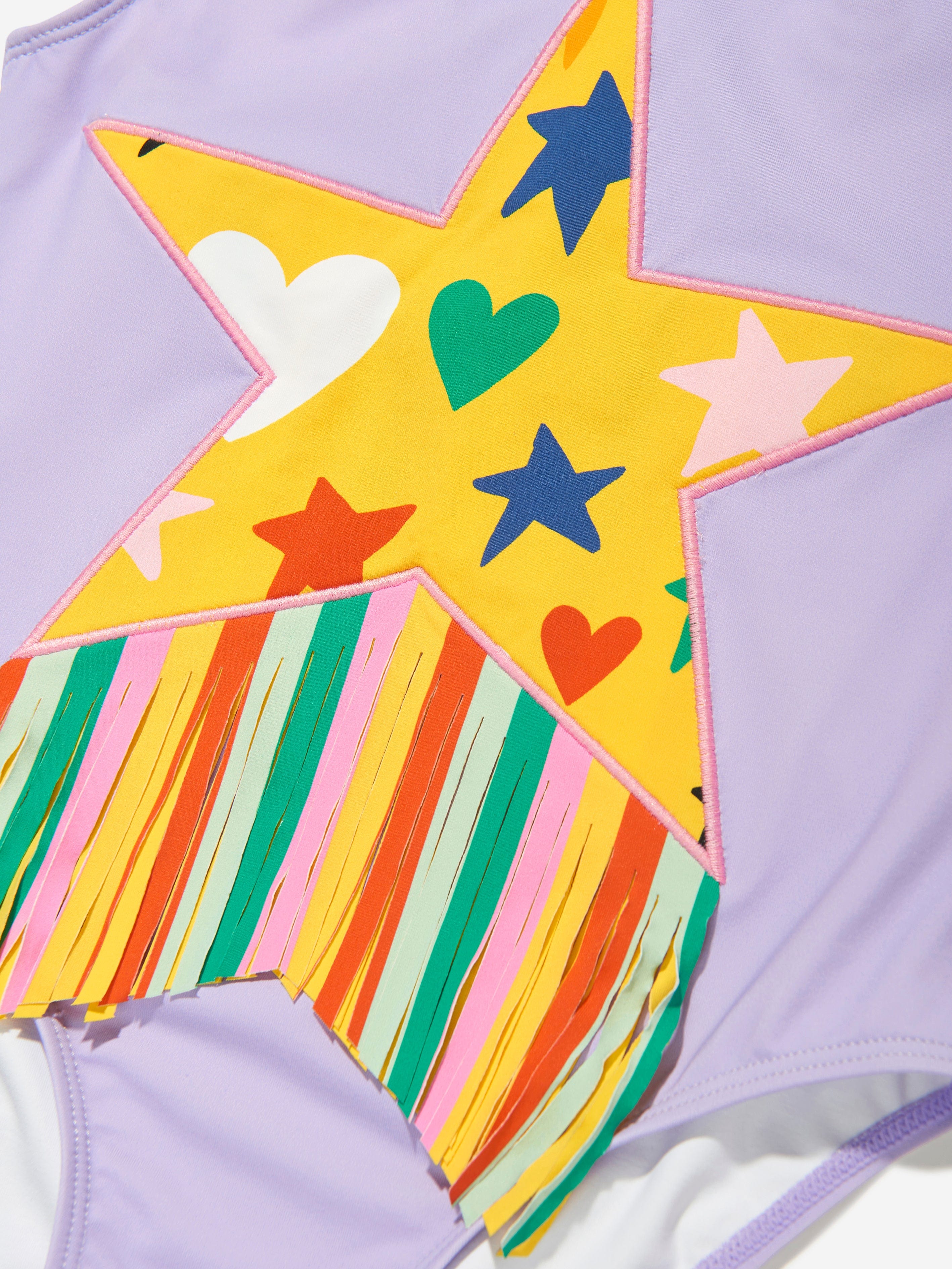 Stella McCartney Girls Fringed Star Swimsuit in Purple