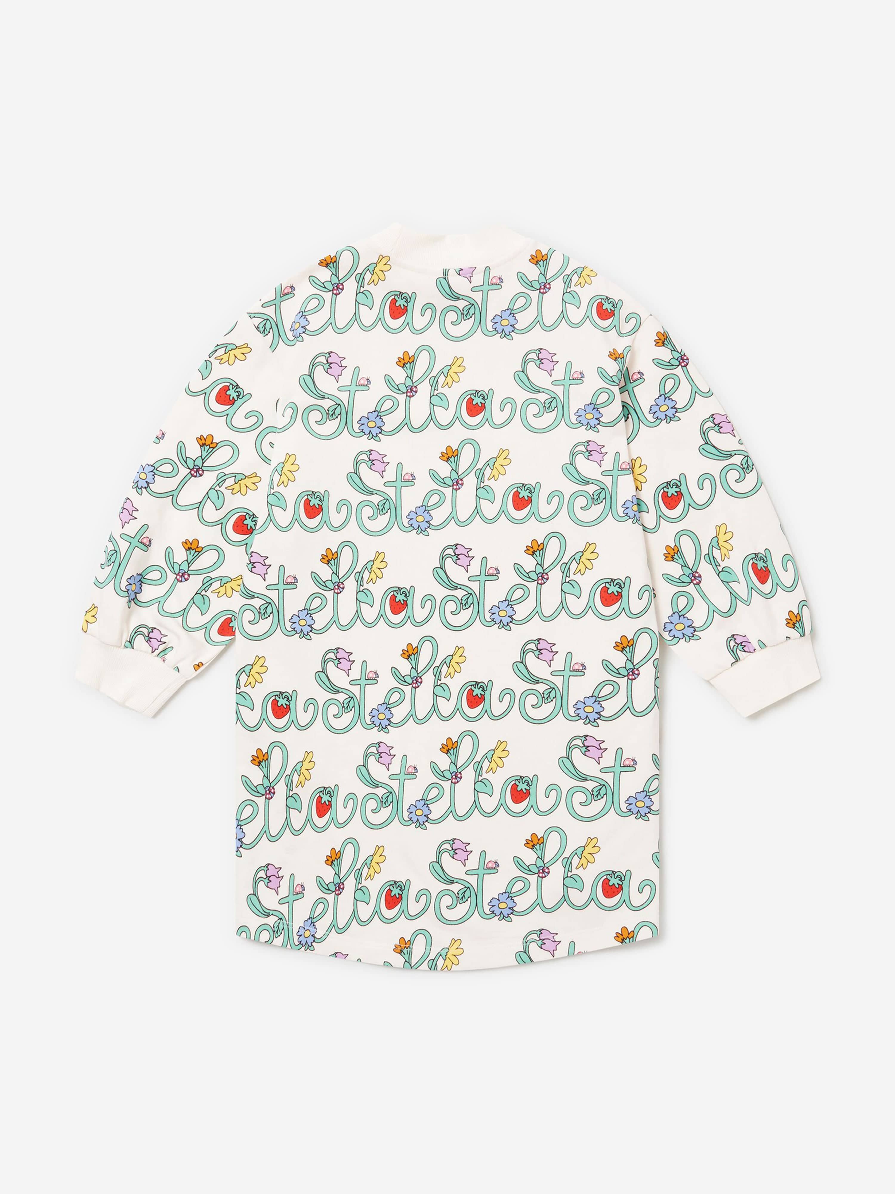 Stella McCartney Girls Flower Logo Sweater Dress in Ivory