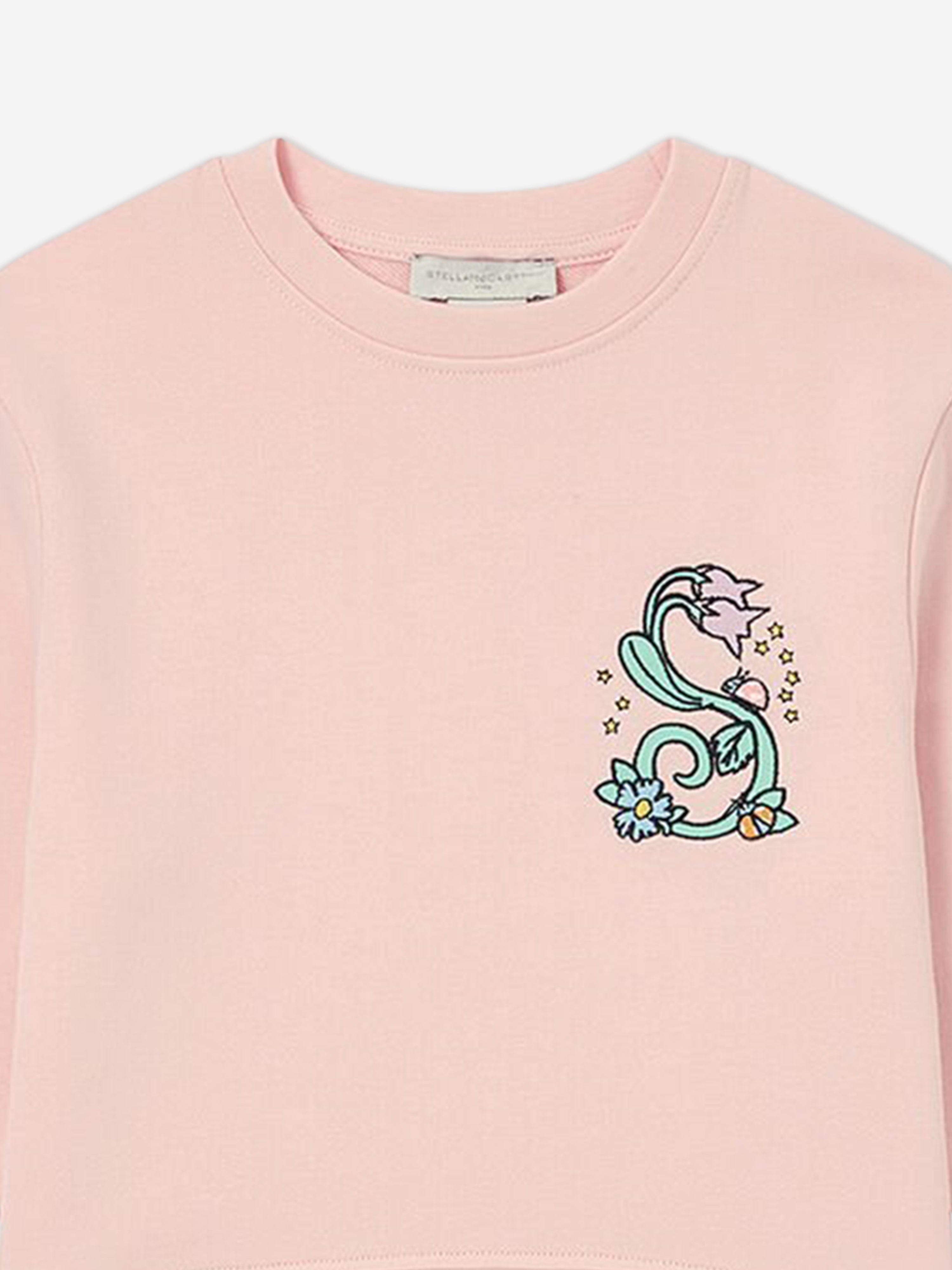 Stella McCartney Girls Flower Logo Sweashirt in Pink