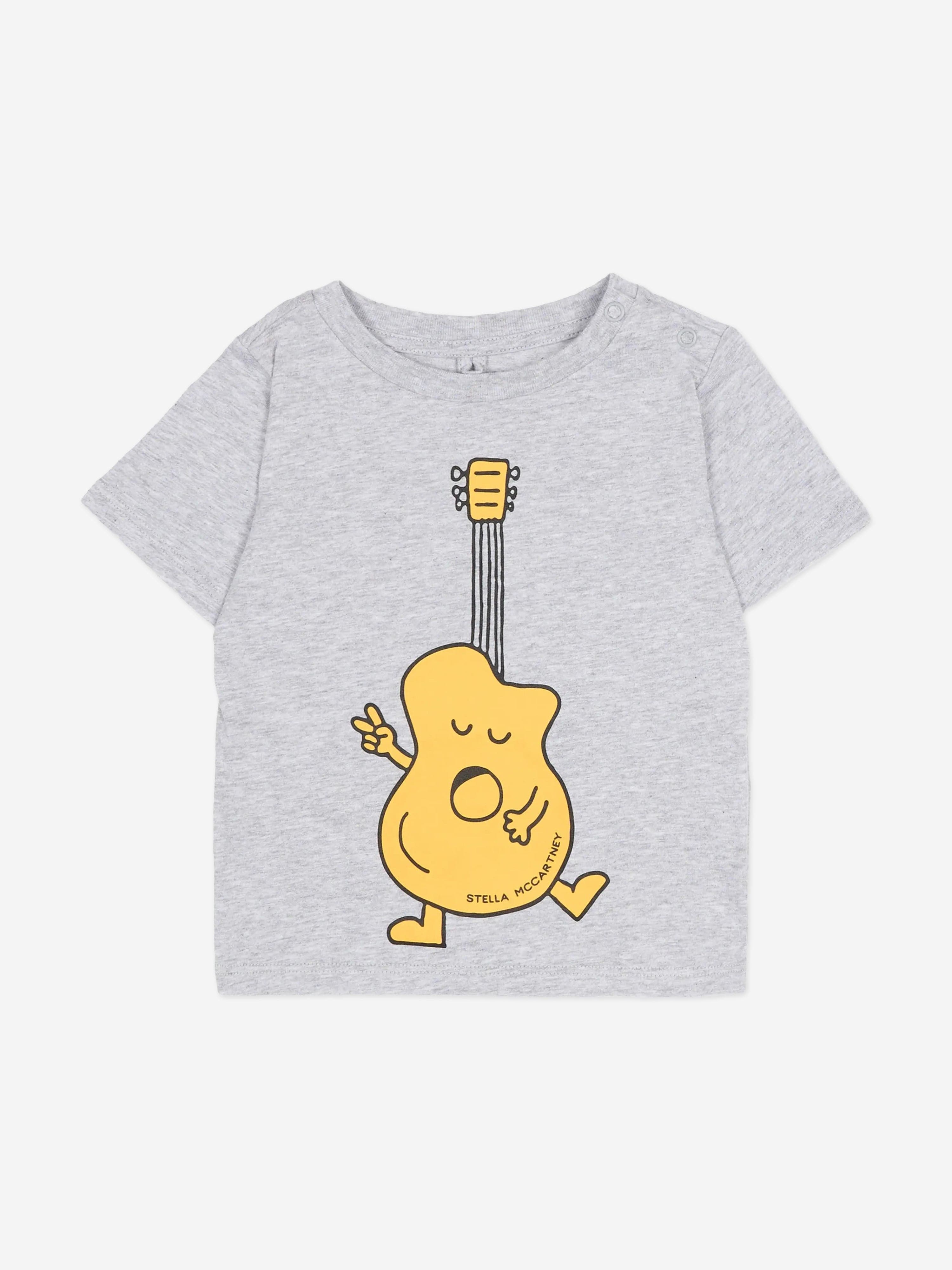 Stella McCartney Baby Boys Guitar Print T-Shirt in Grey
