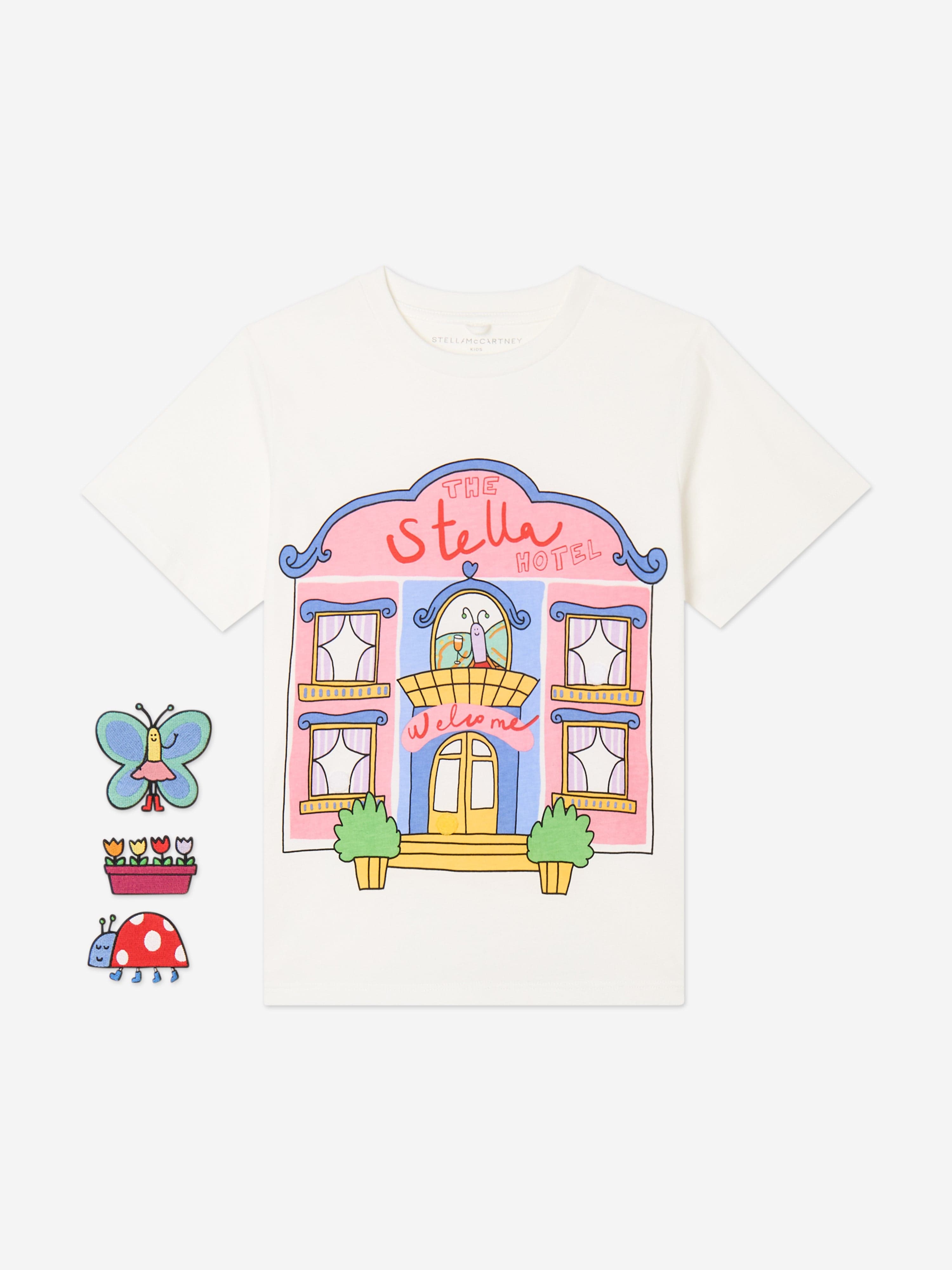 Stella McCartney Girls Bug Hotel T-Shirt With Detachable Appliques in Ivory