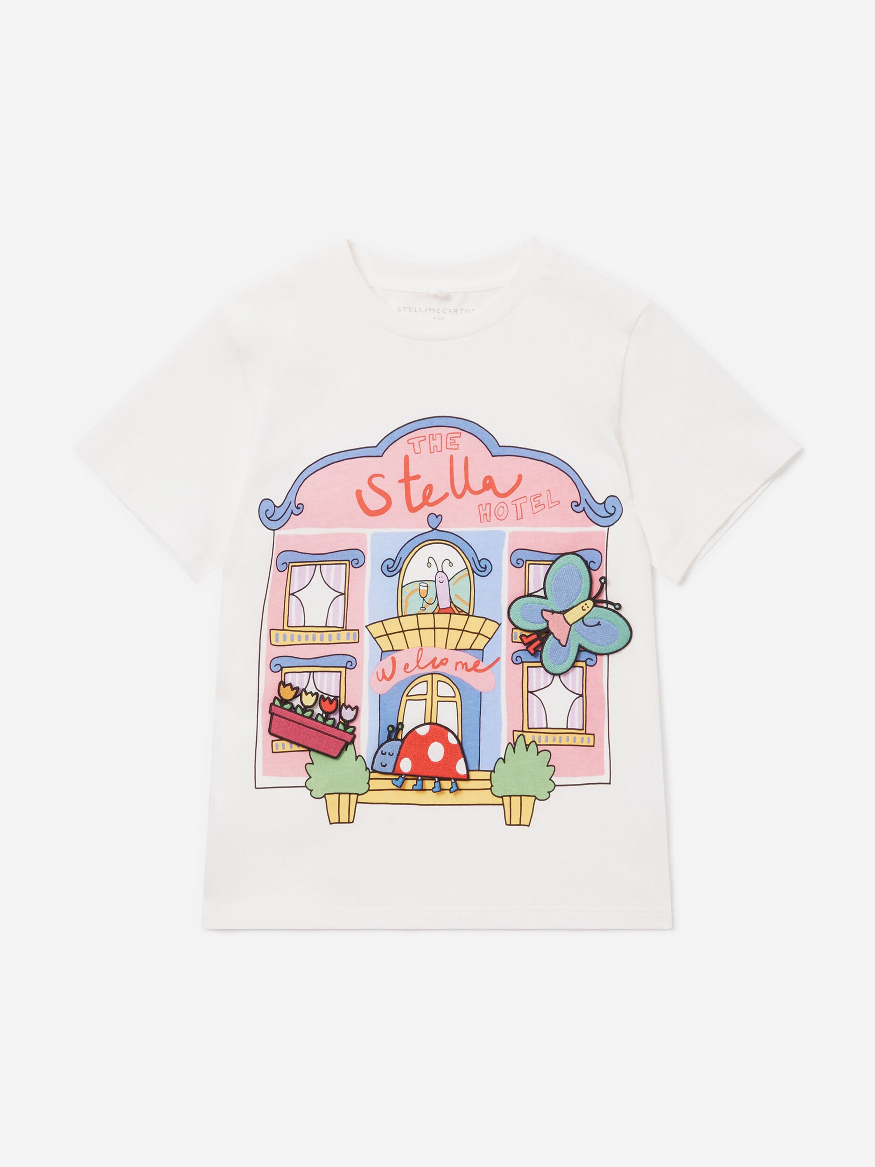 Stella McCartney Girls Bug Hotel T-Shirt With Detachable Appliques in Ivory