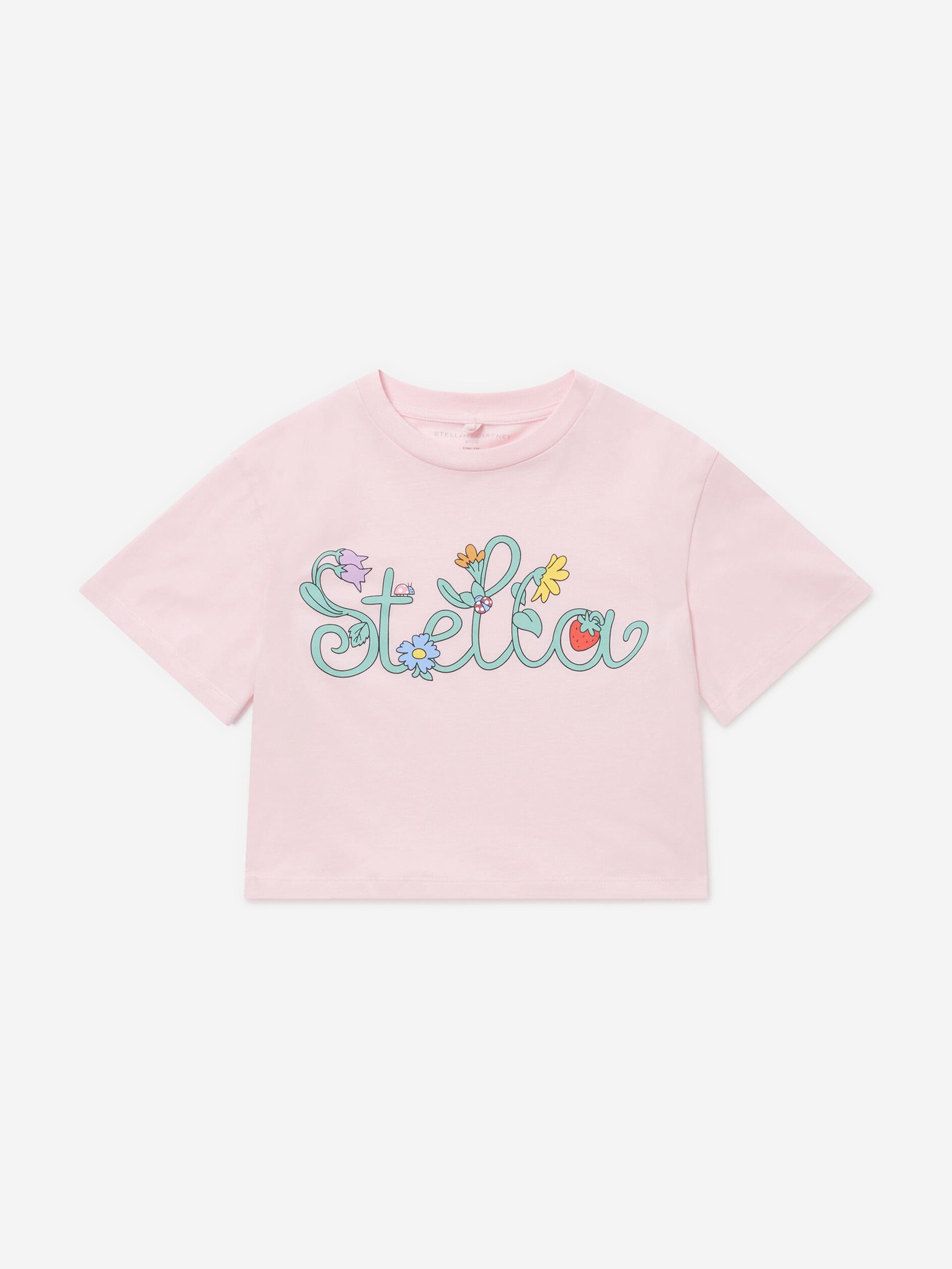Stella McCartney Girls Flower Logo T-Shirt in Pink