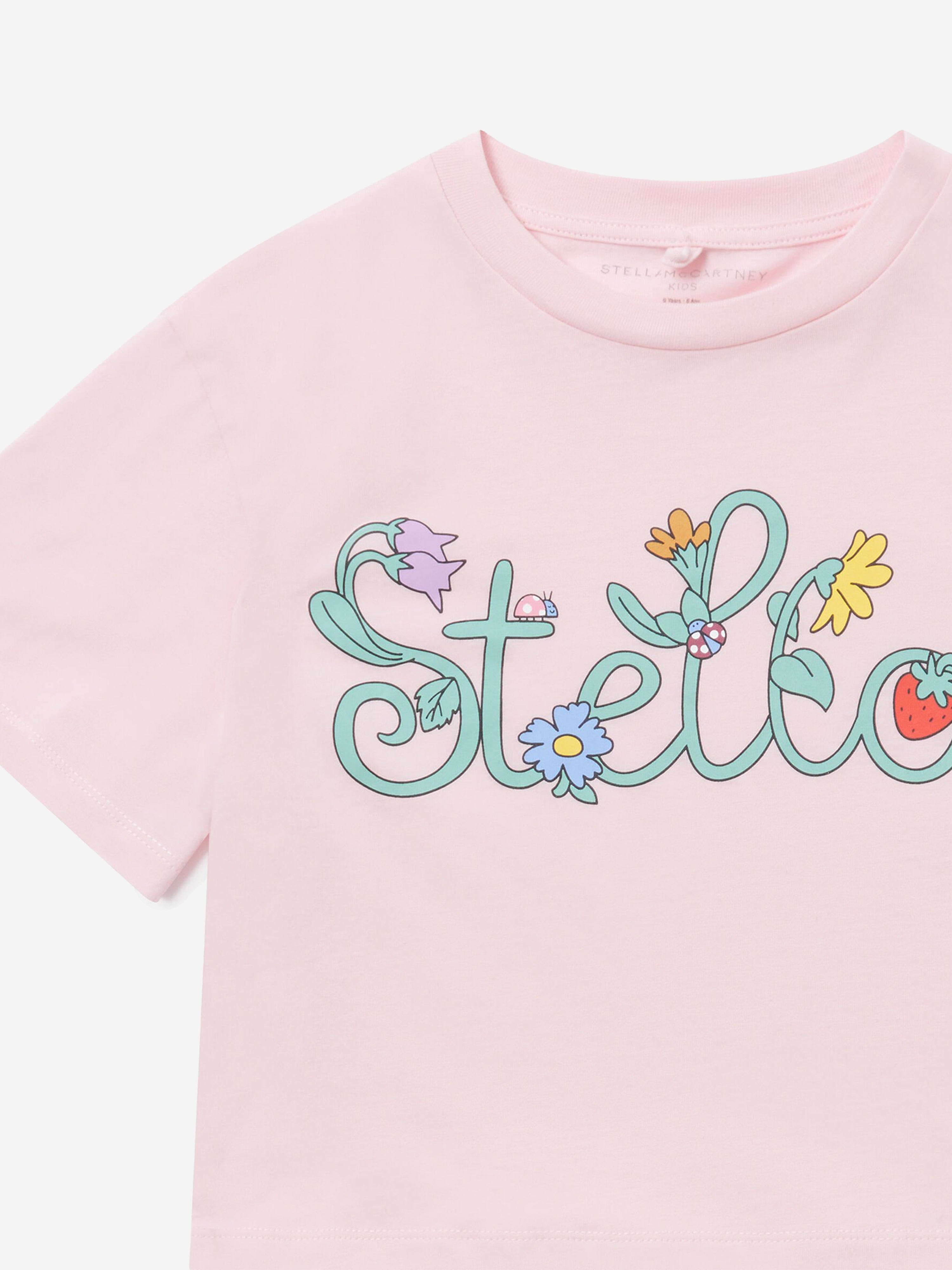 Stella McCartney Girls Flower Logo T-Shirt in Pink