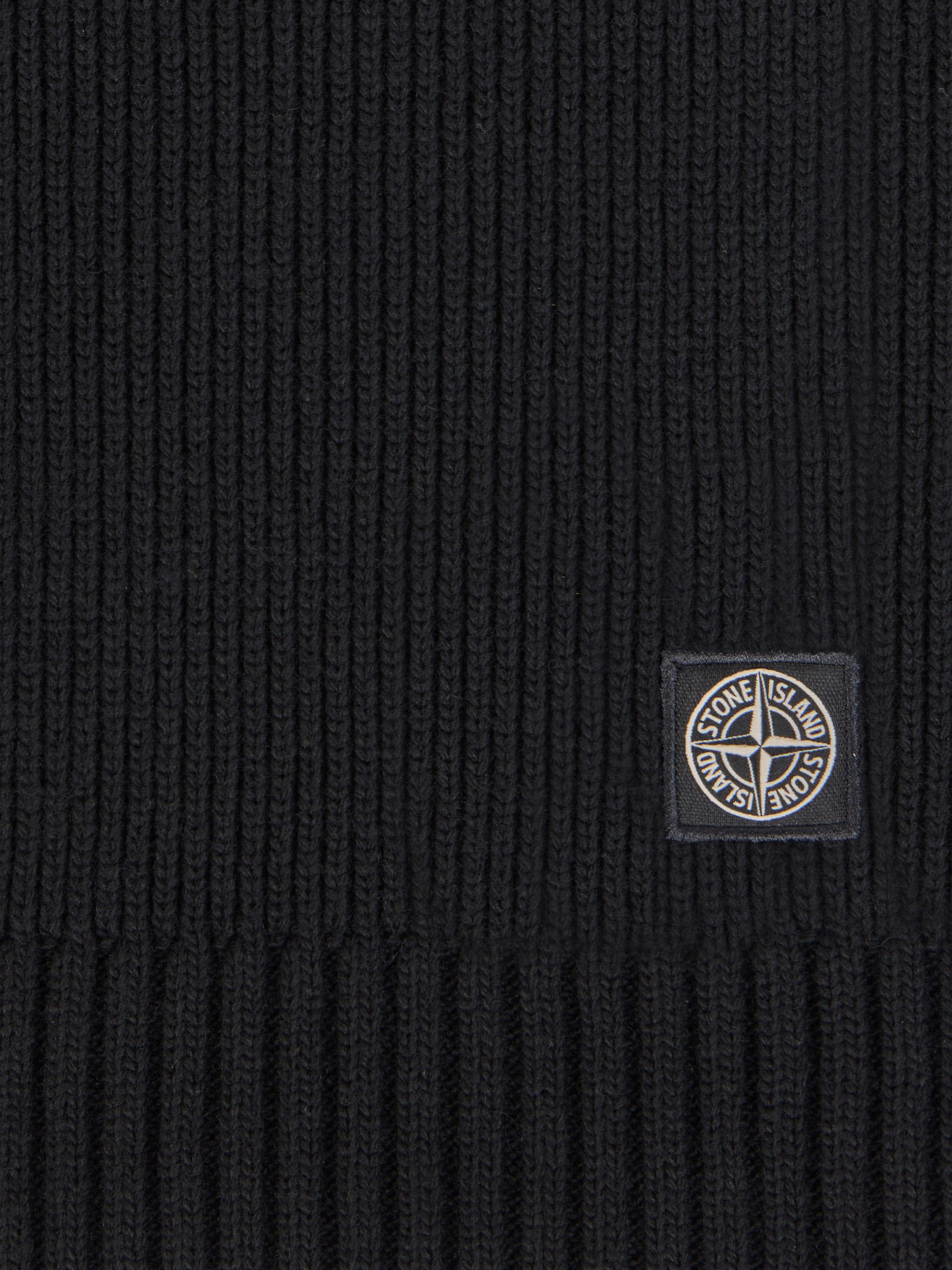 Stone Island Boys Wool Knitted Logo Scarf in Black