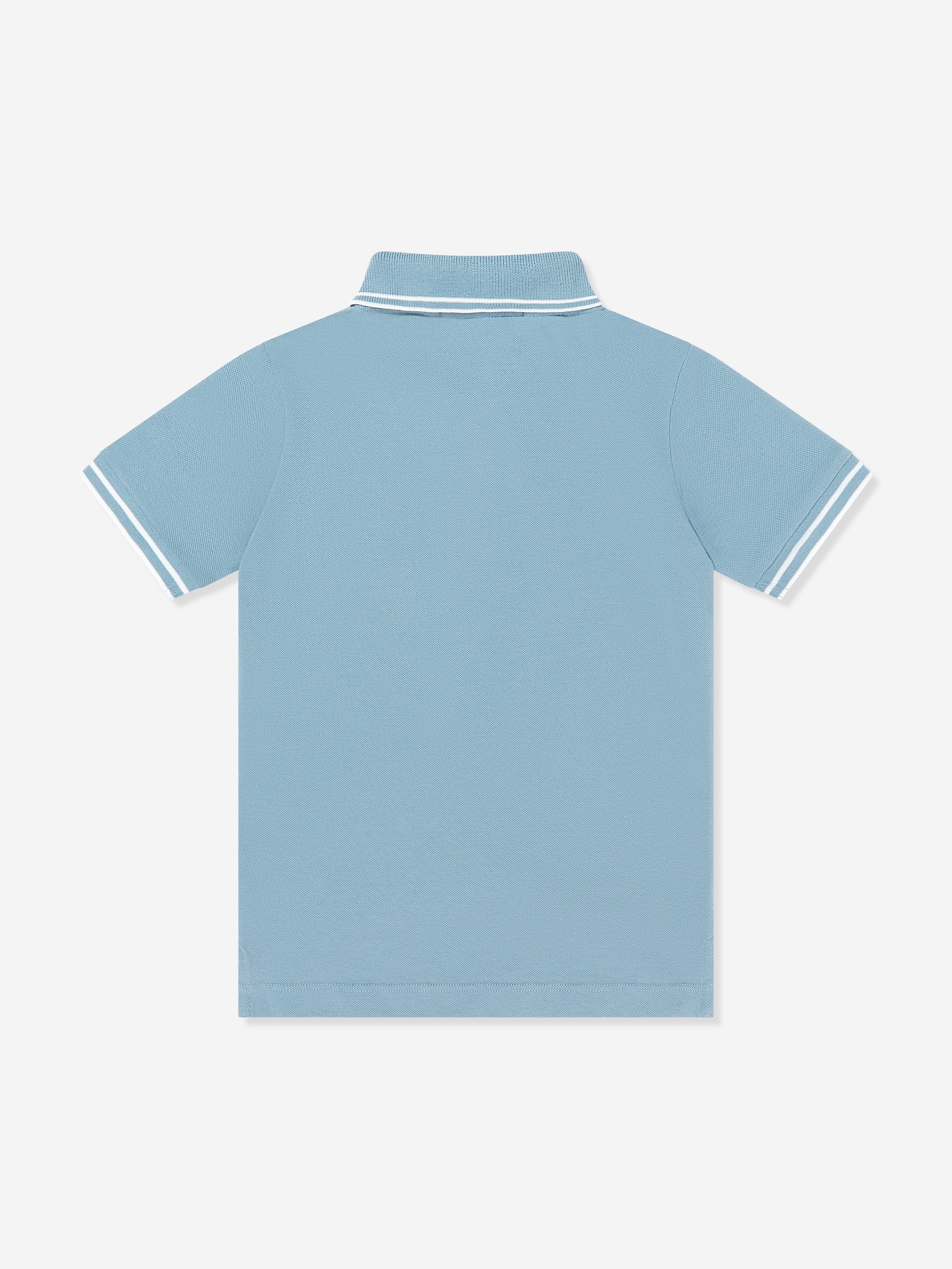 Stone Island Boys Compass Patch Polo Shirt in Blue
