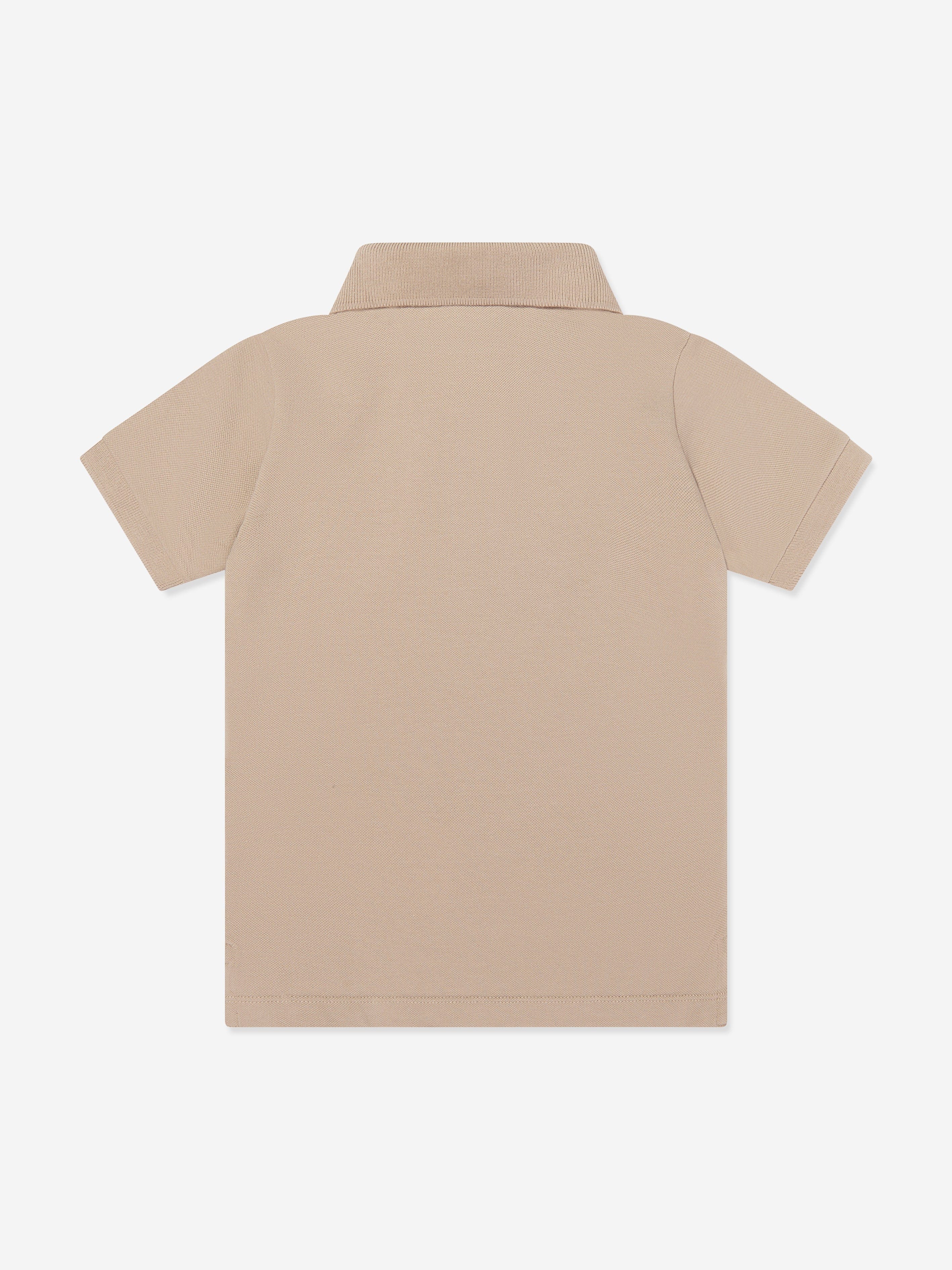 Stone Island Boys Compass Logo Polo Shirt in Beige