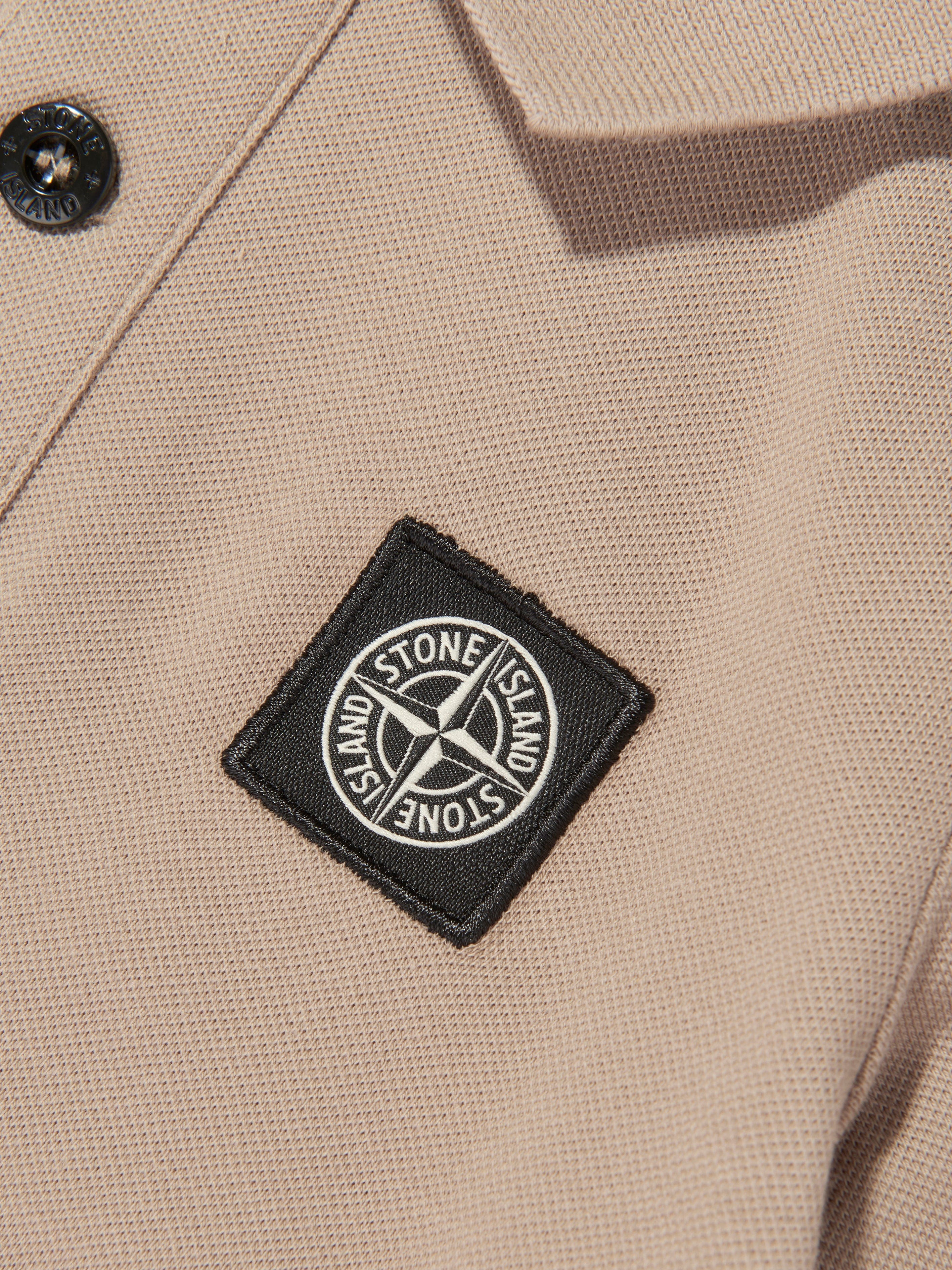 Stone Island Boys Compass Logo Polo Shirt in Beige