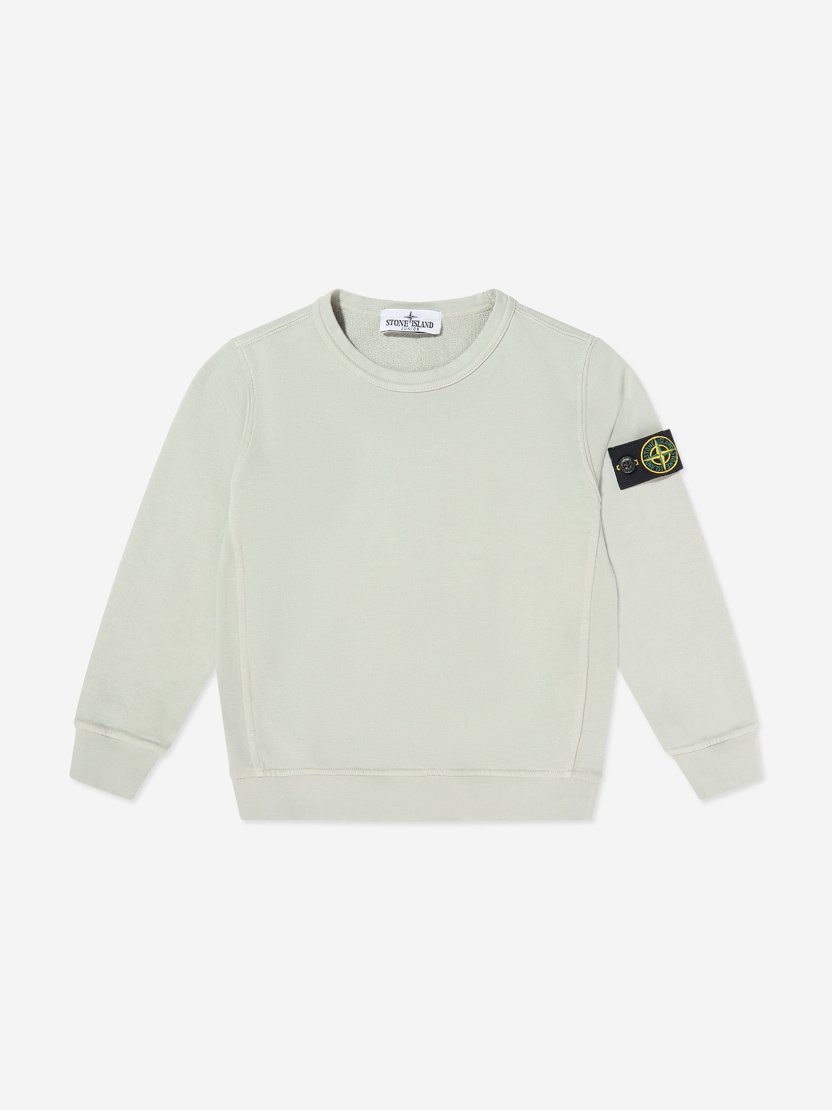 Stone Island Boys Cotton Fleece Sweatshirt in Grey