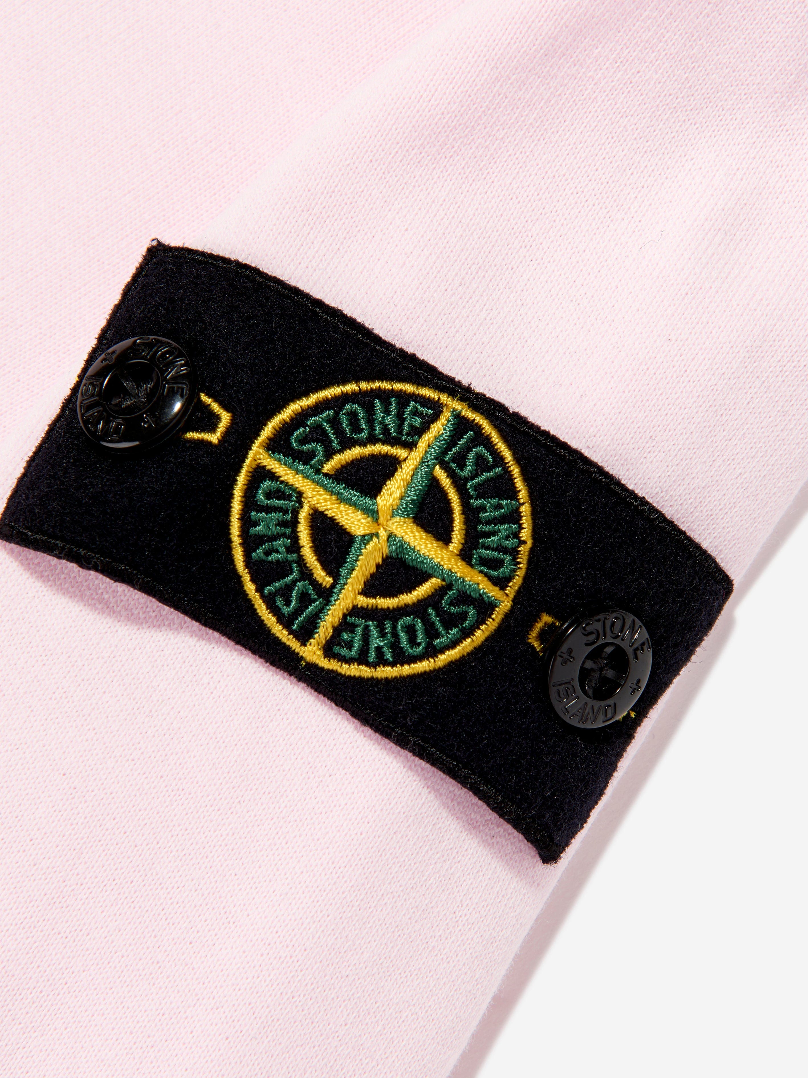 Stone Island Boys Cotton Fleece Sweatshirt in Pink