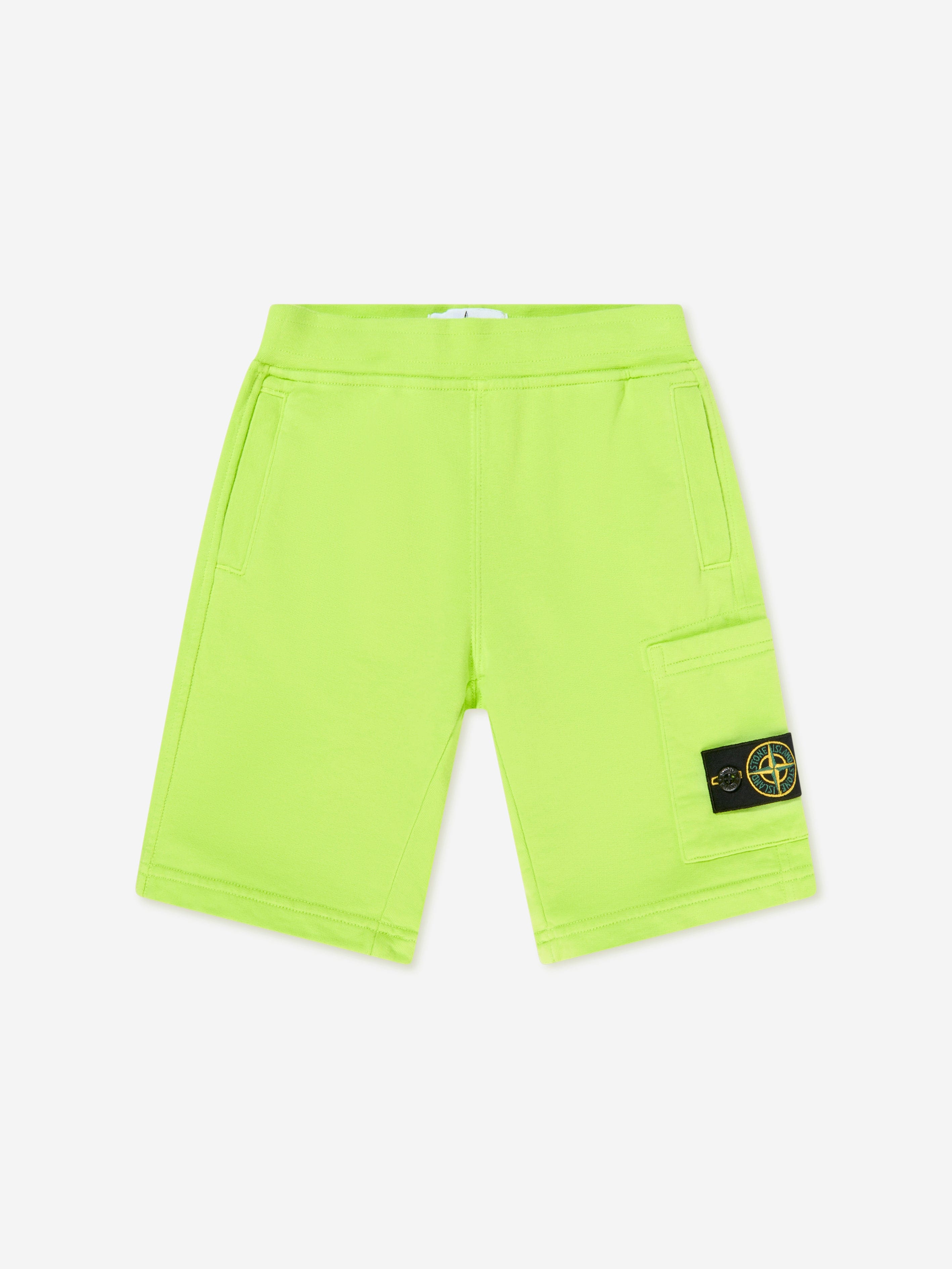 Stone Island Boys Logo Pocket Shorts in Green