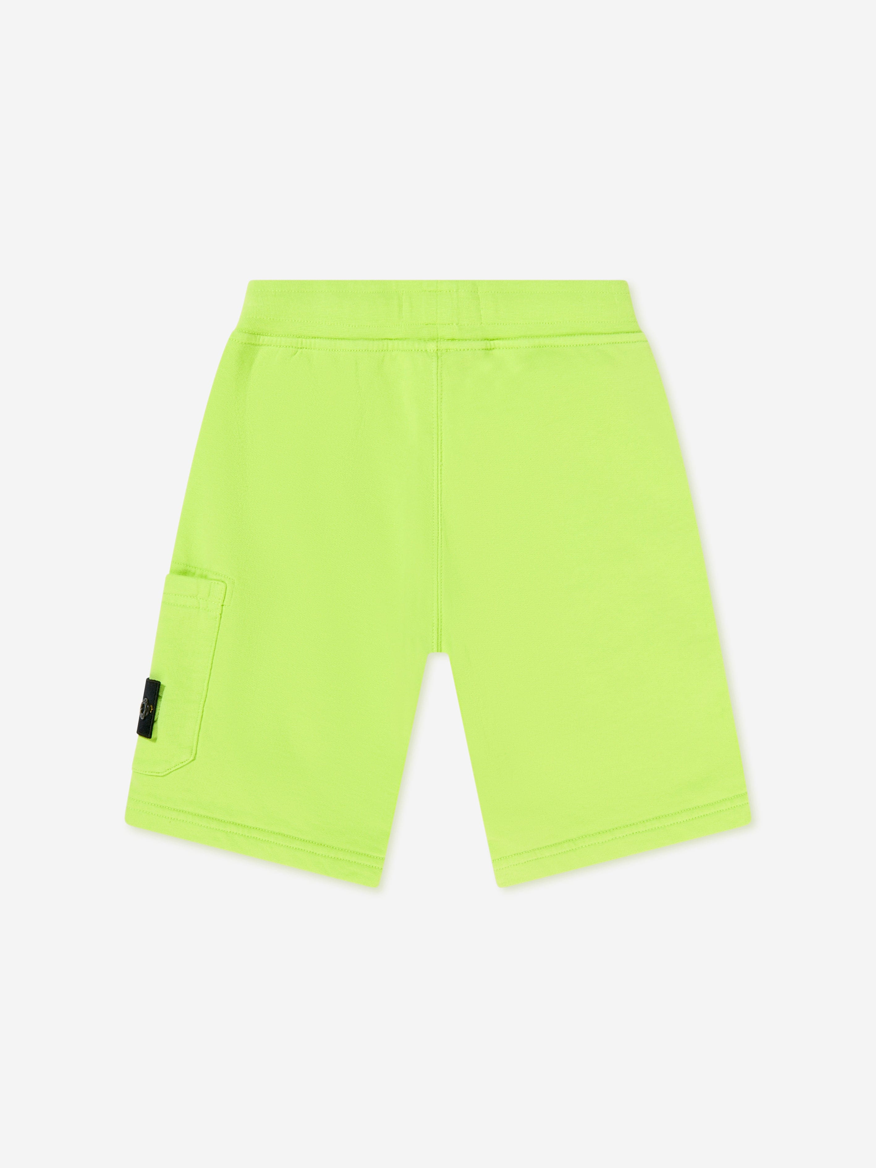 Stone Island Boys Logo Pocket Shorts in Green