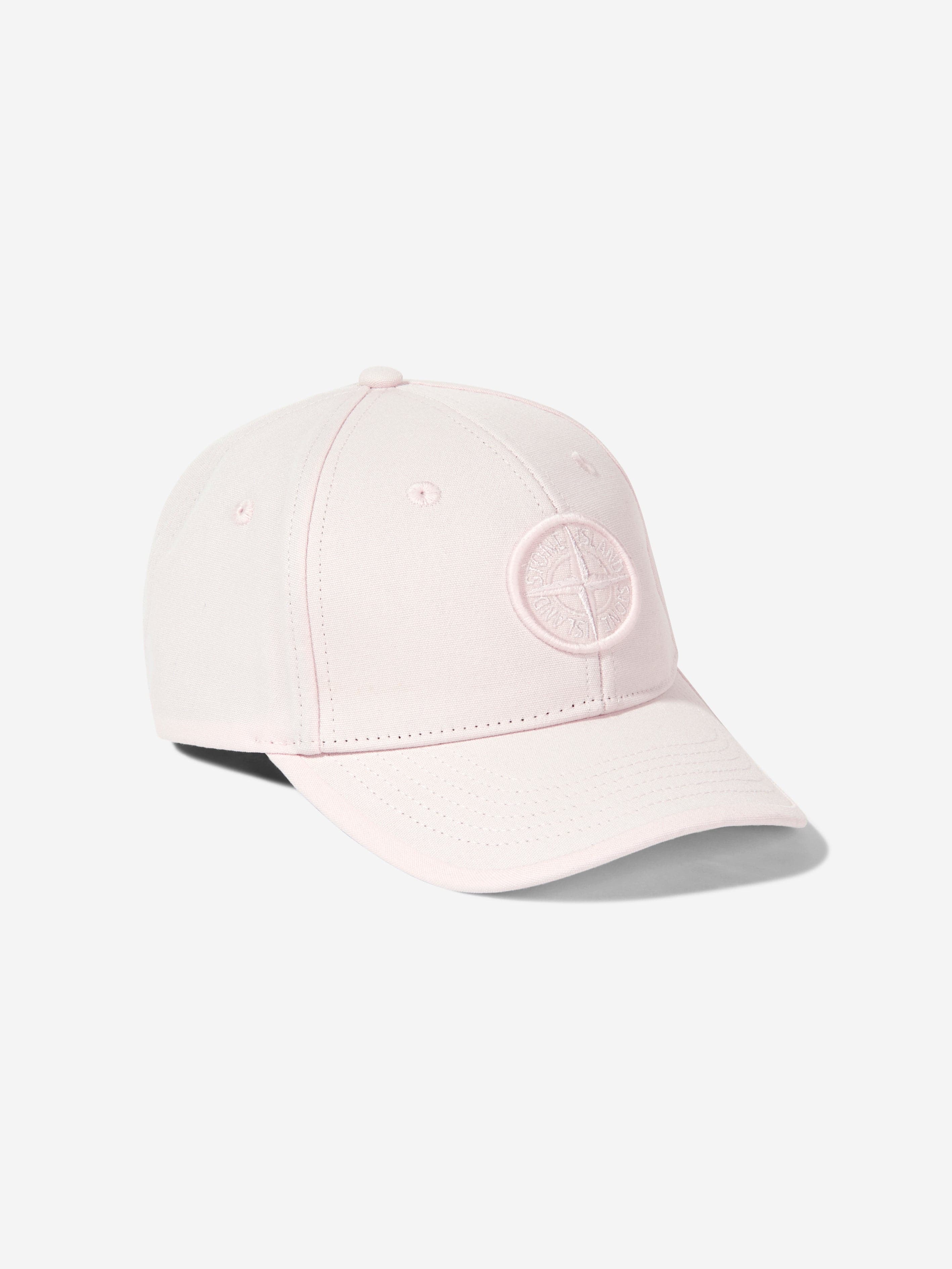 Stone Island Boys Embroidered Compass Logo Cap in Pink