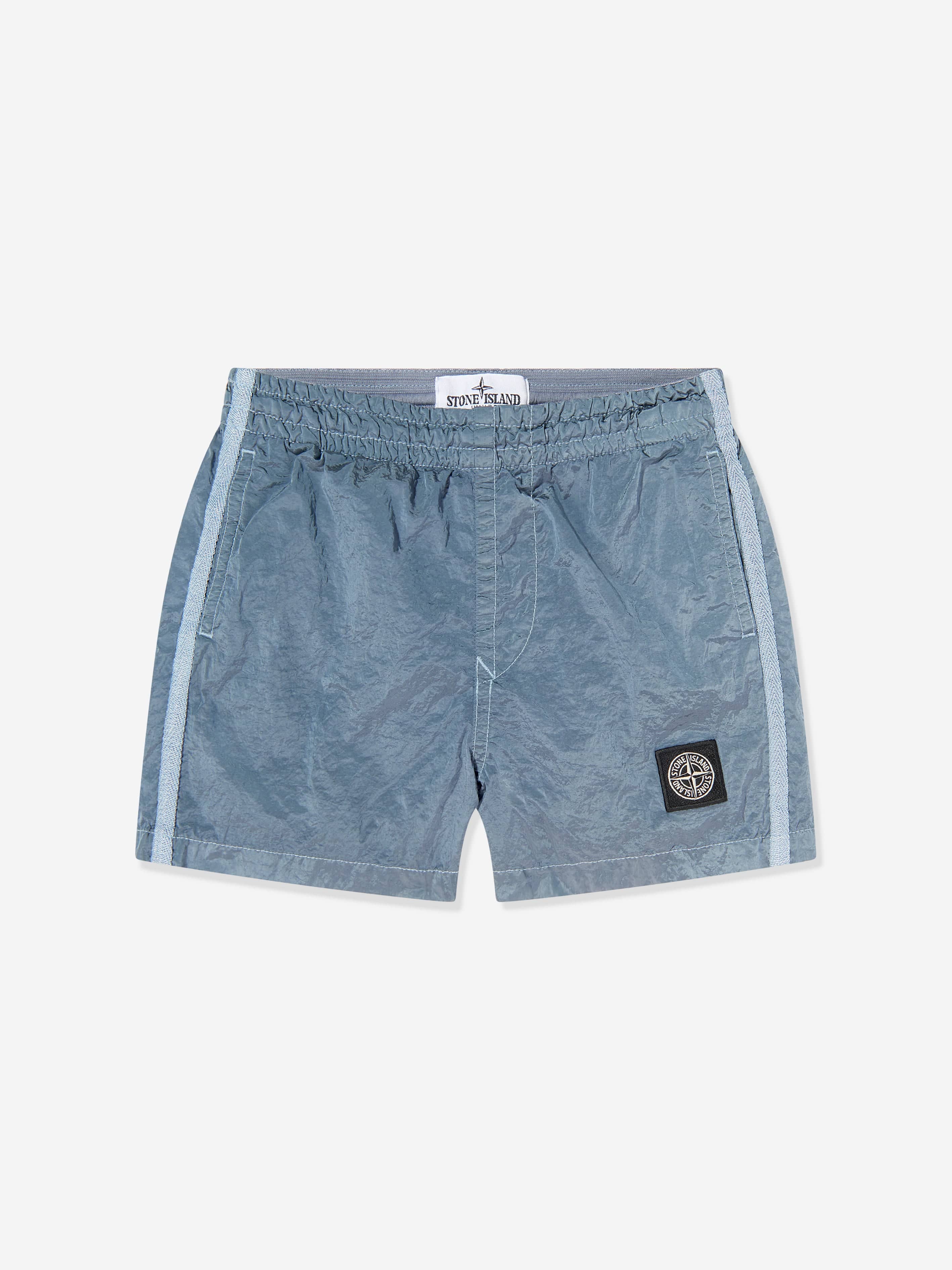 Stone Island Boys Compass Logo Swim Shorts in Blue