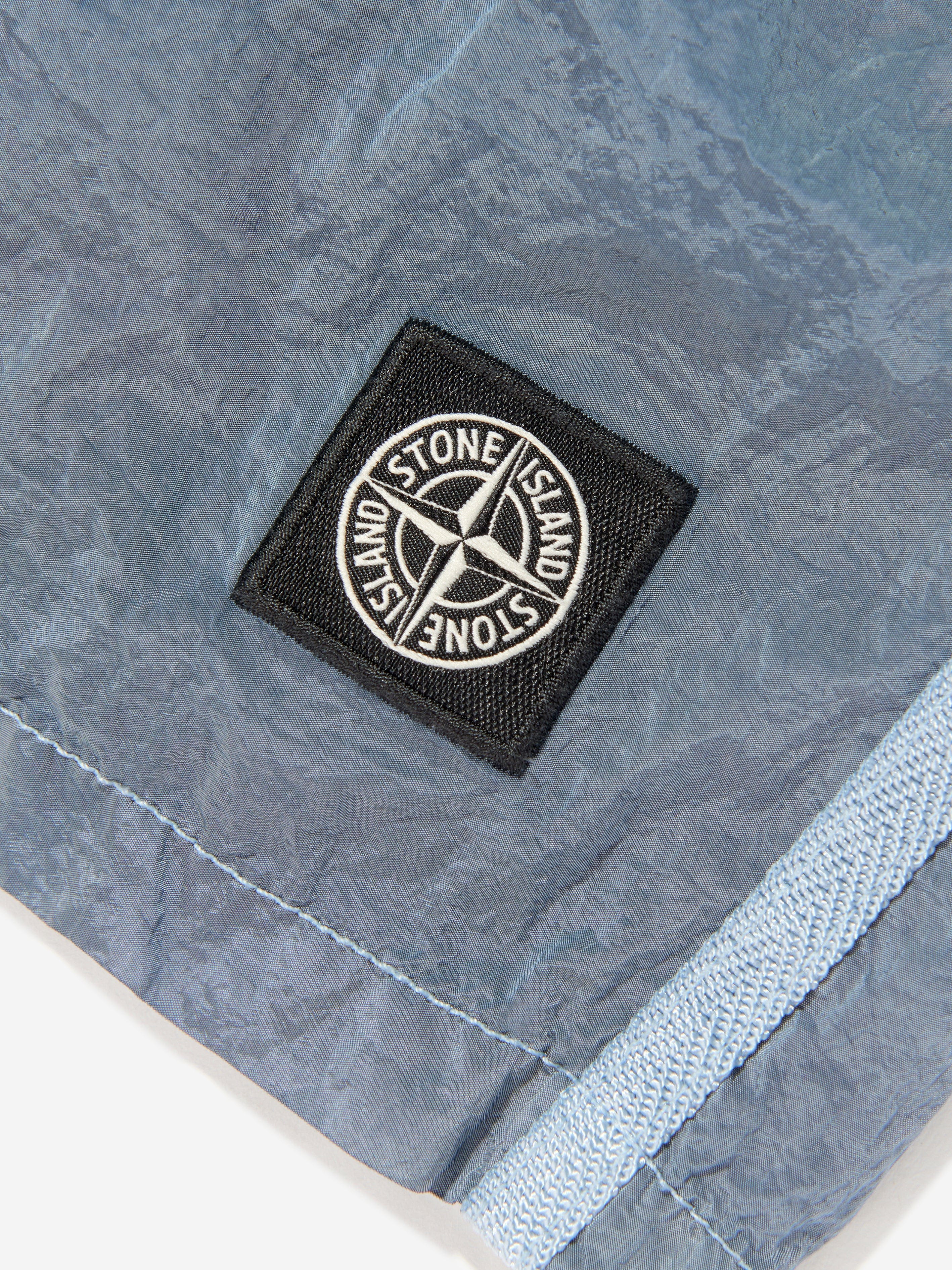 Stone Island Boys Compass Logo Swim Shorts in Blue