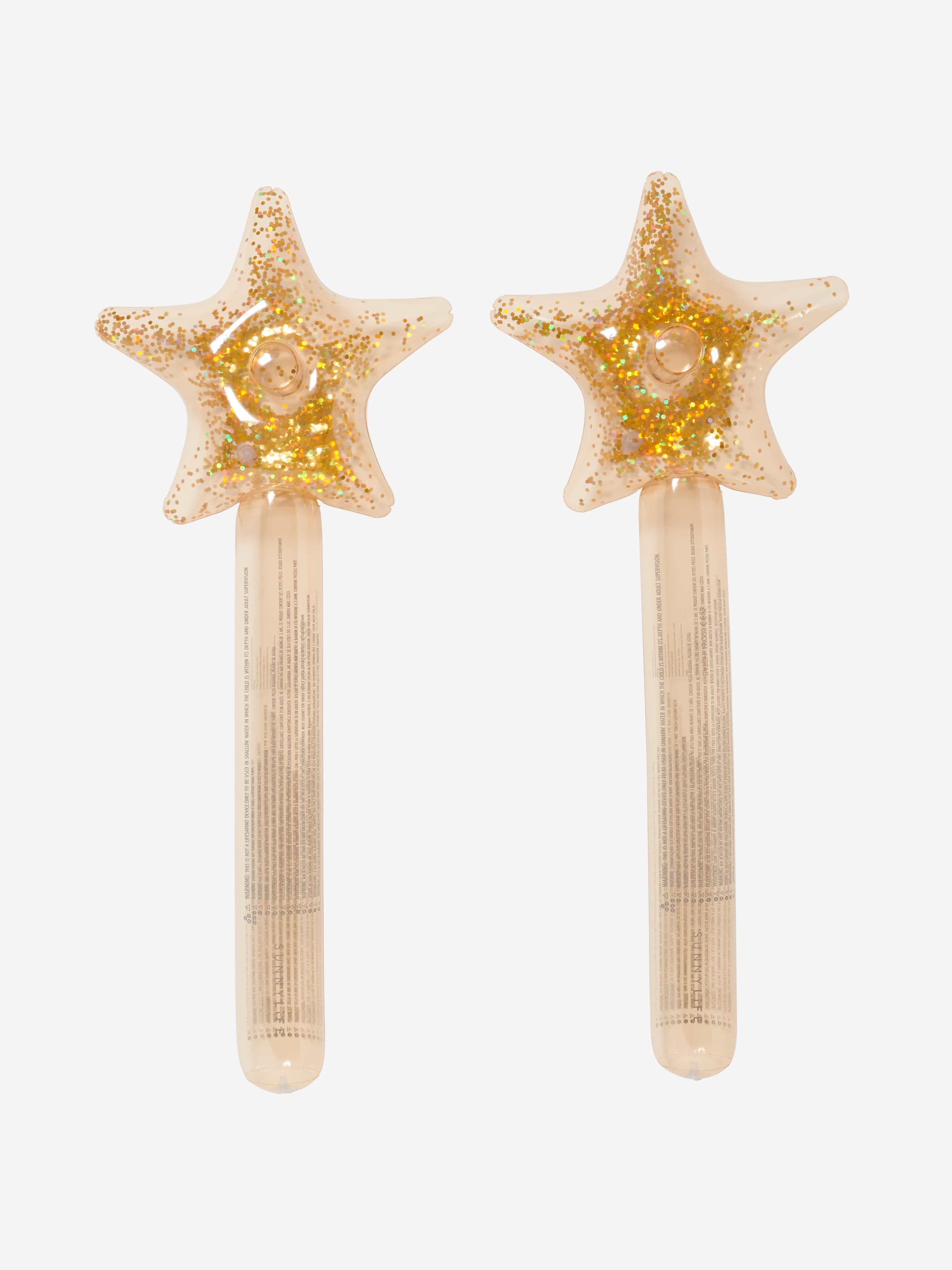 Sunnylife Girls Princess Swan Set of 2 Inflatable Star Wands in Gold (100cm)