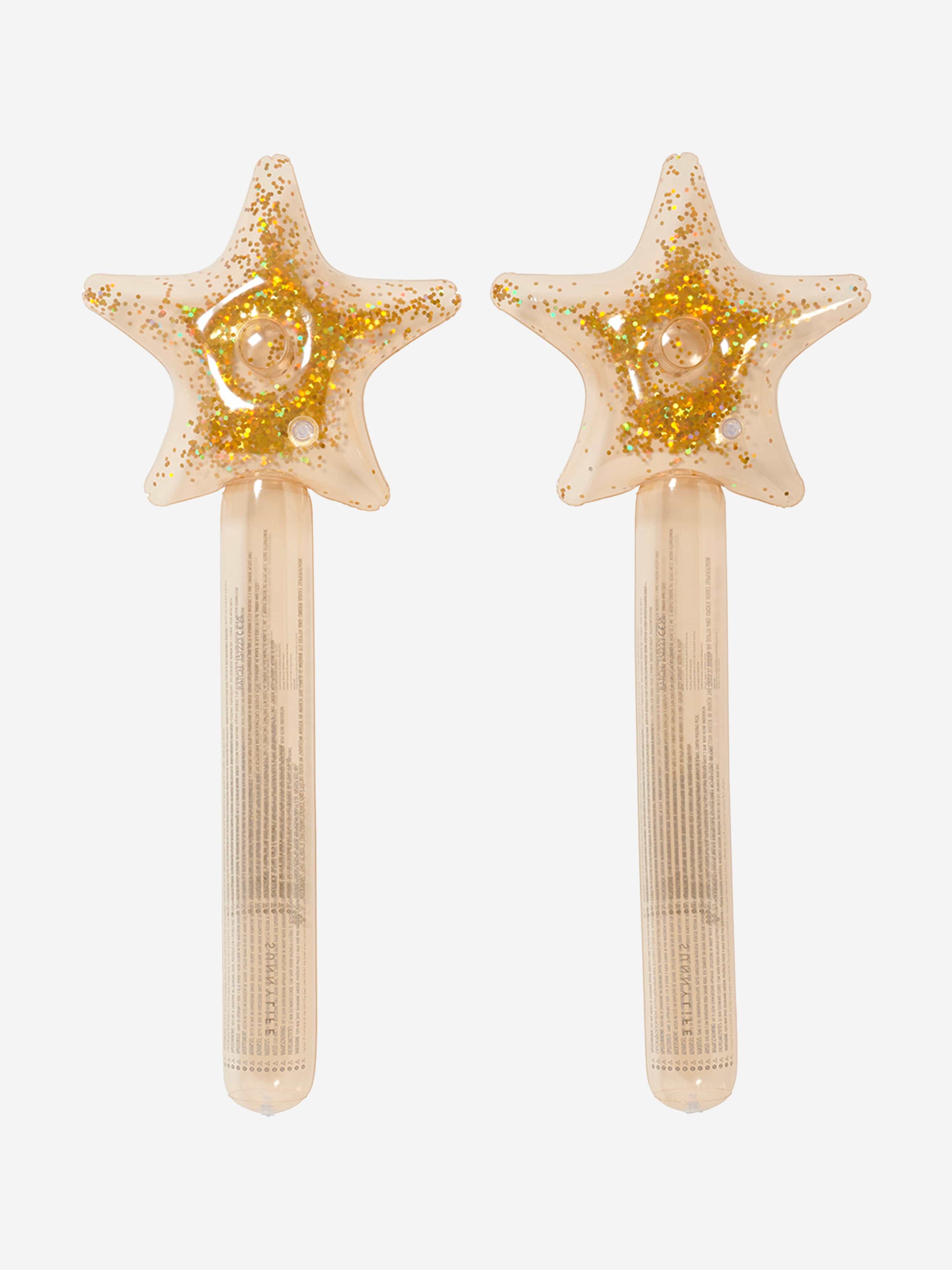 Sunnylife Girls Princess Swan Set of 2 Inflatable Star Wands in Gold (100cm)