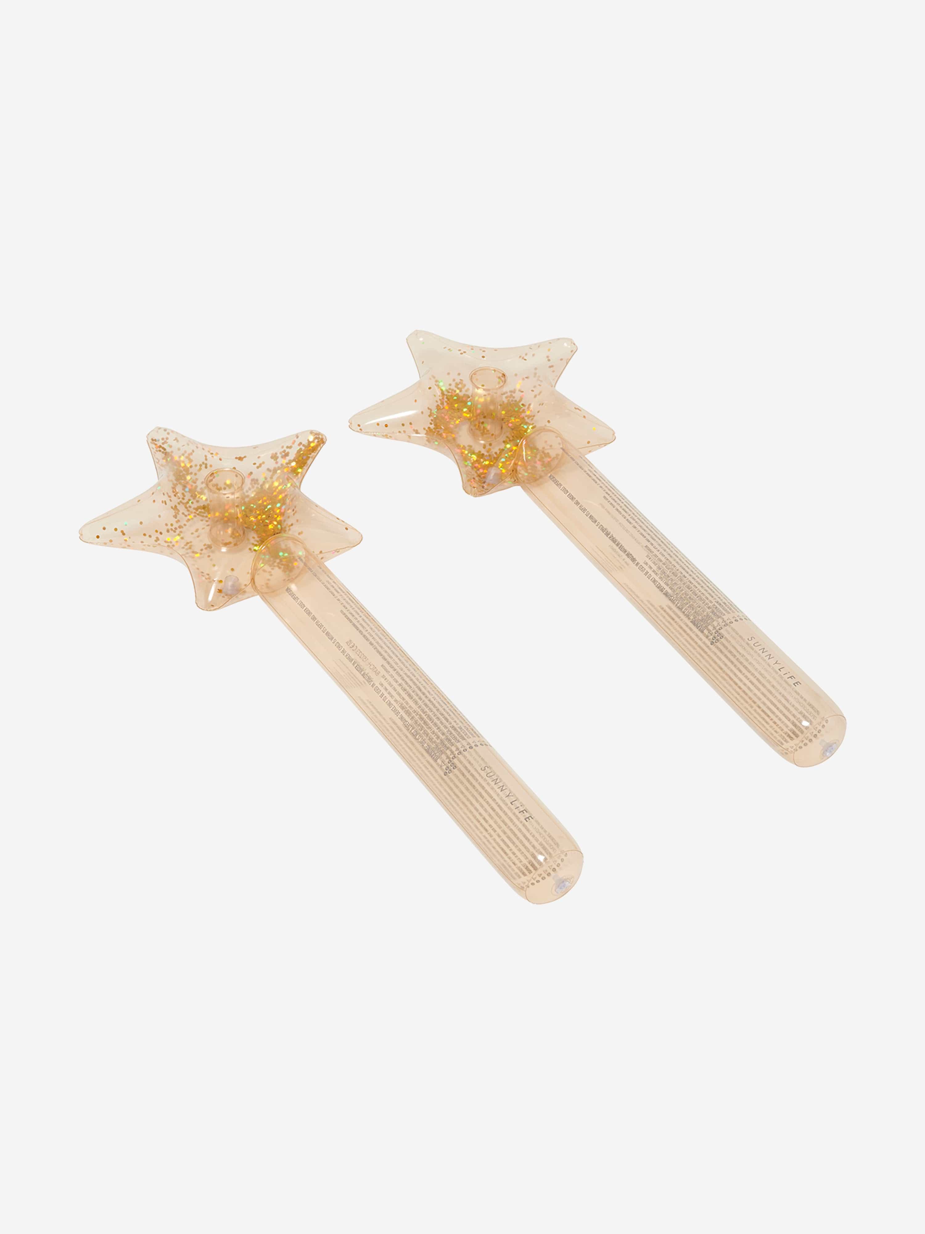 Sunnylife Girls Princess Swan Set of 2 Inflatable Star Wands in Gold (100cm)