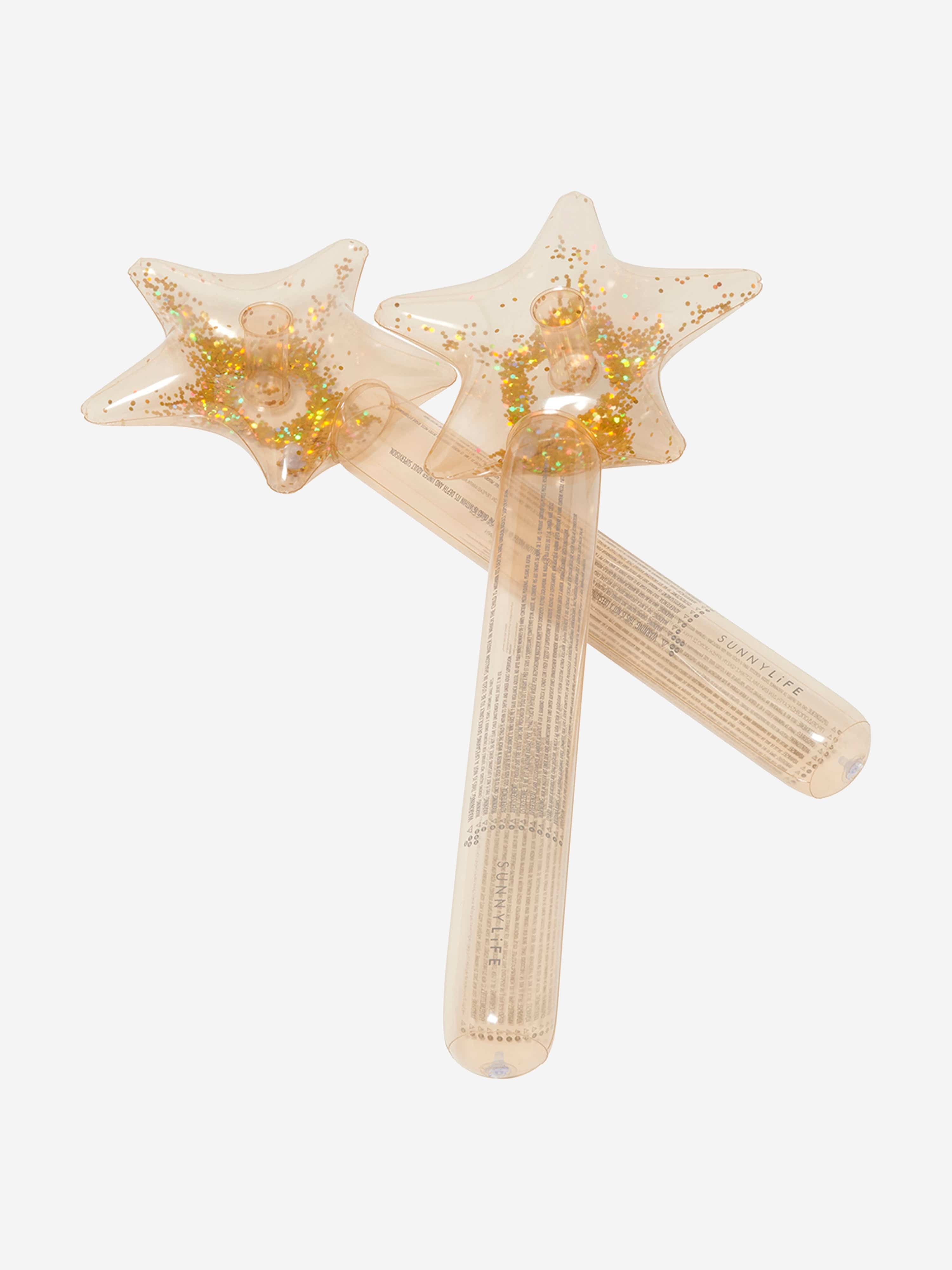 Sunnylife Girls Princess Swan Set of 2 Inflatable Star Wands in Gold (100cm)