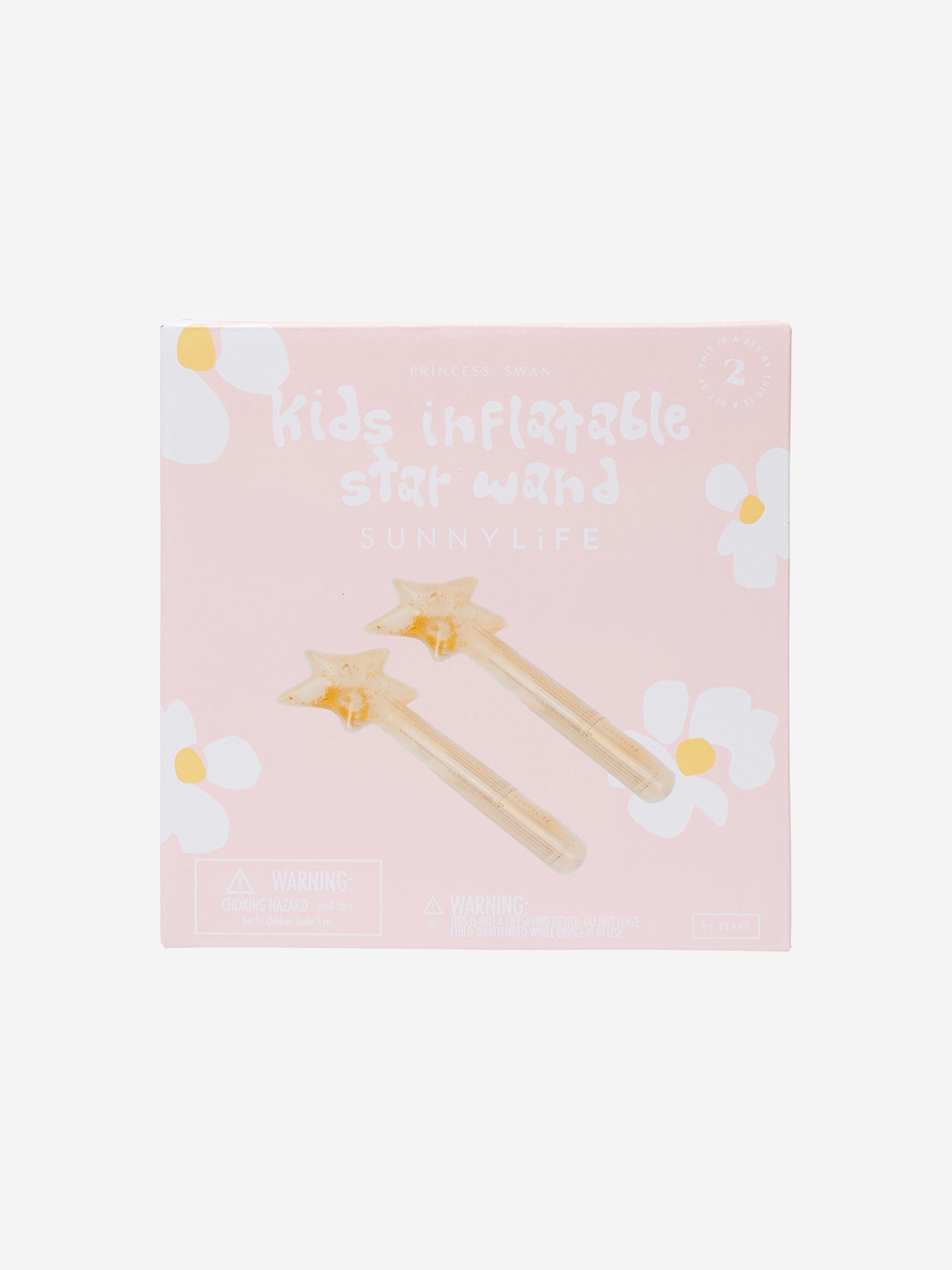 Sunnylife Girls Princess Swan Set of 2 Inflatable Star Wands in Gold (100cm)