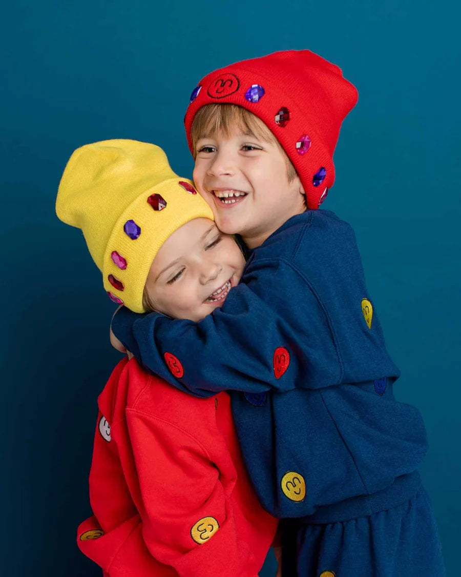 Super Smalls Girls Snowball Fight Beanie Hat Set in Yellow