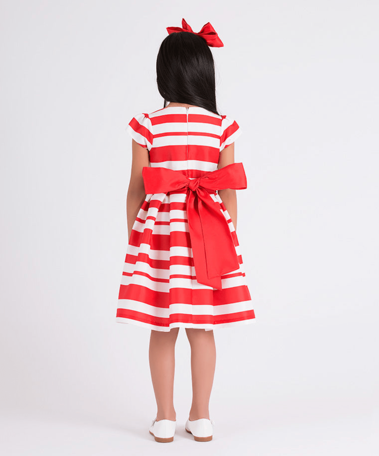 Mama Luma Girls Striped Classic Dress in Red