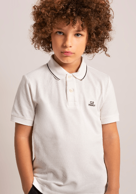 Boys Logo Polo Shirt in Ivory