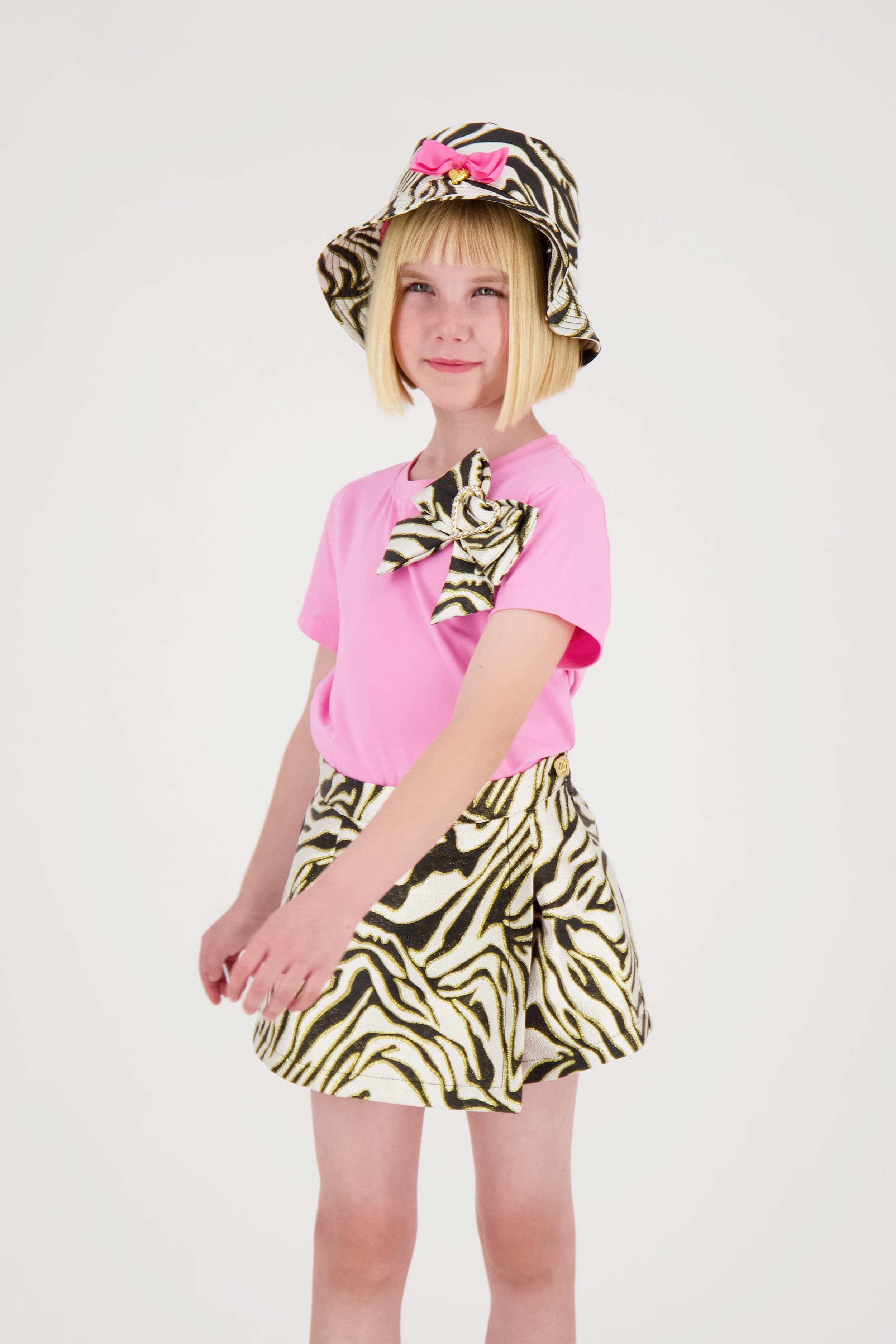 Angels Face Girls Sophie Zebra Bucket Hat in White