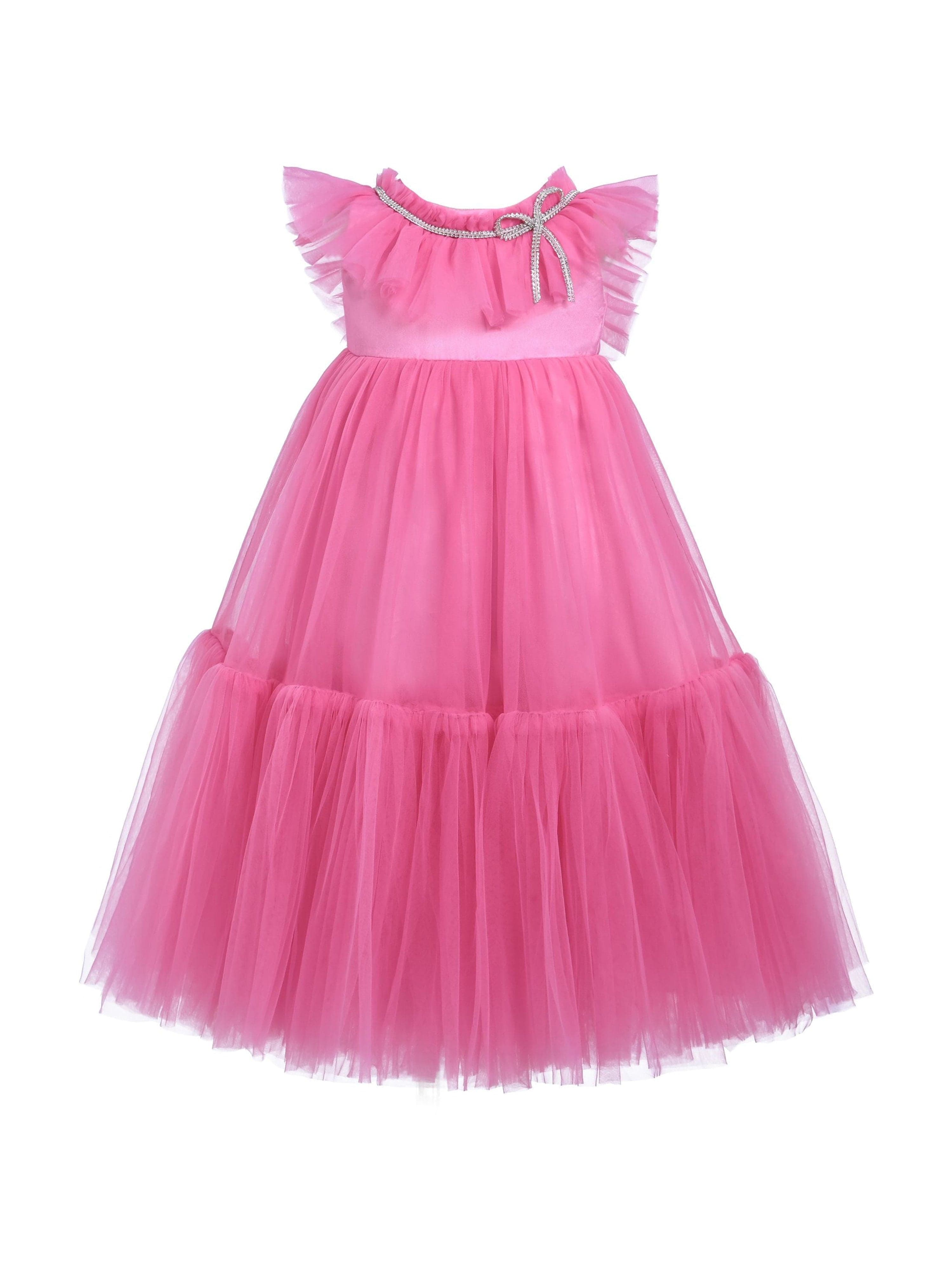 Pink Ruffle Beckwith Trapeze Dress