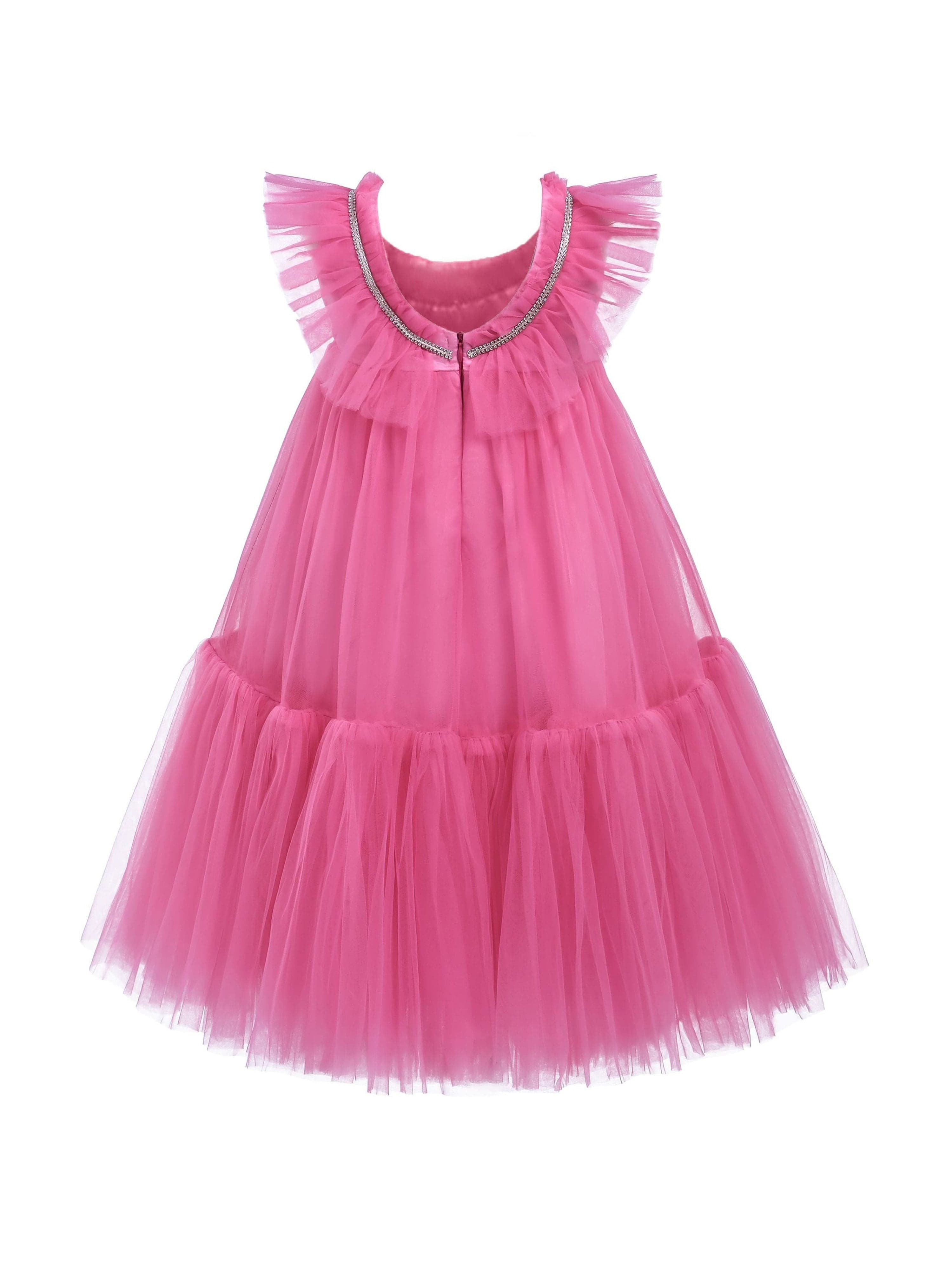 Pink Ruffle Beckwith Trapeze Dress