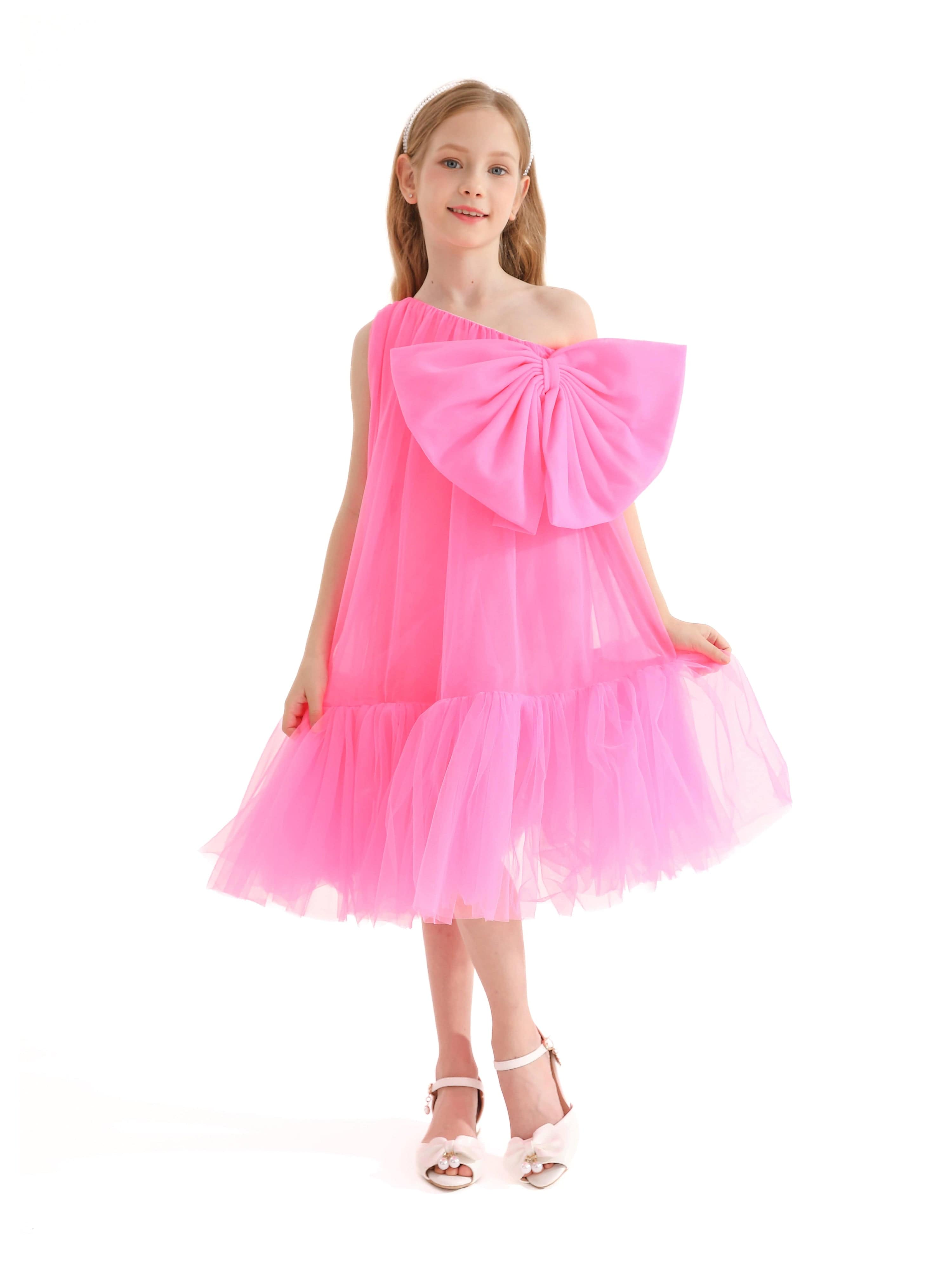 Pink Maggi Neon Bow Tulle Dress