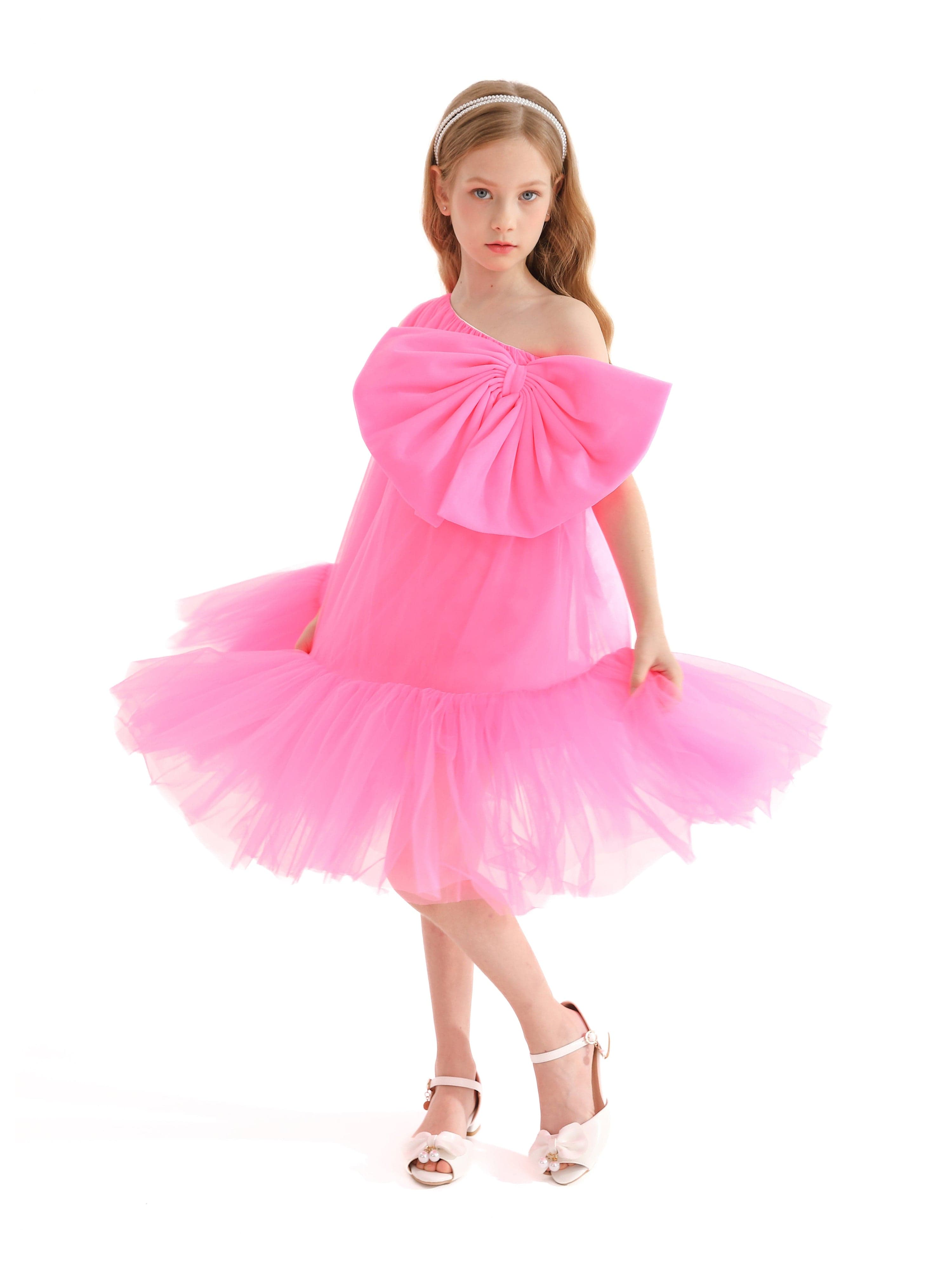 Pink Maggi Neon Bow Tulle Dress