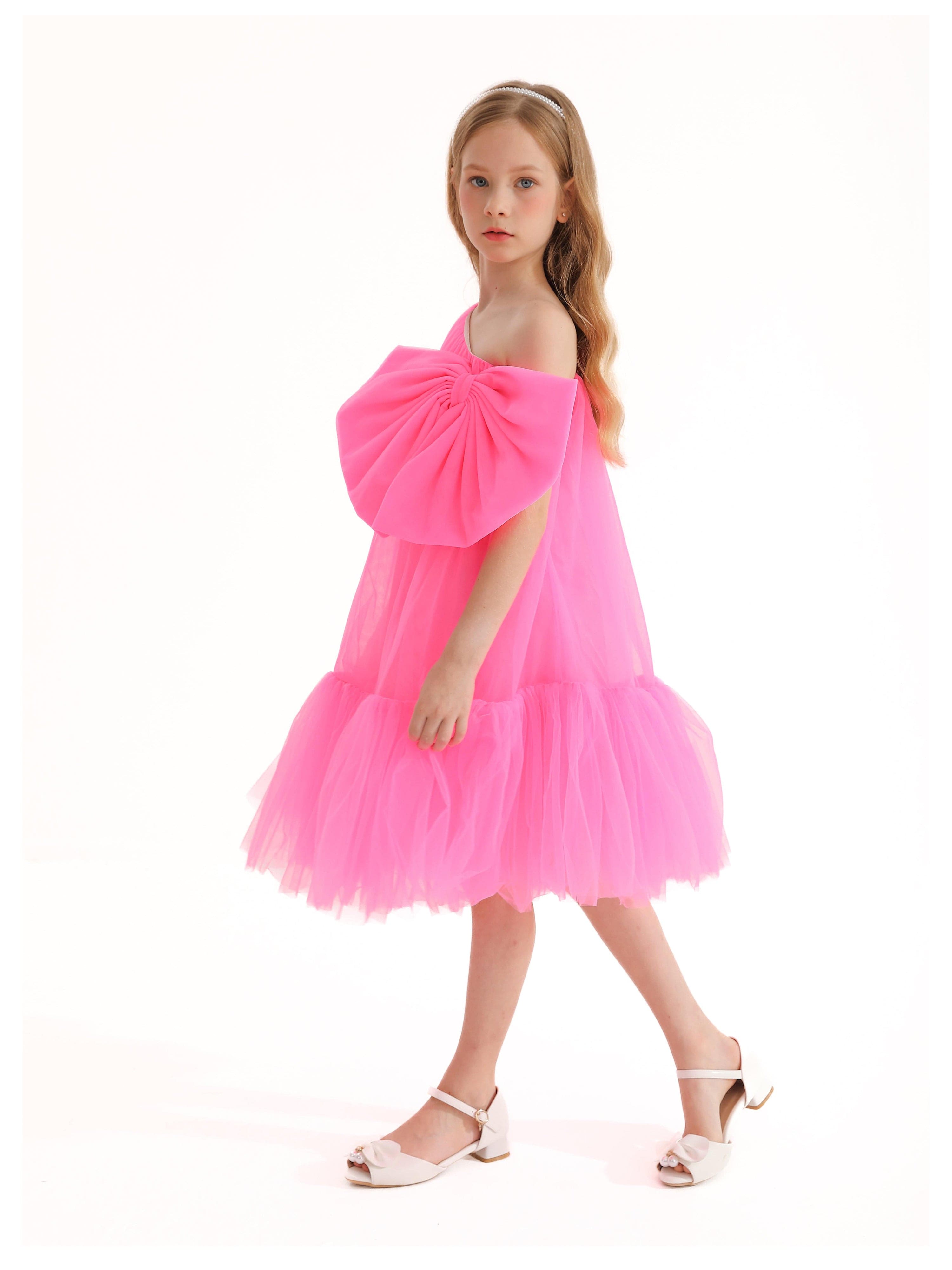 Pink Maggi Neon Bow Tulle Dress