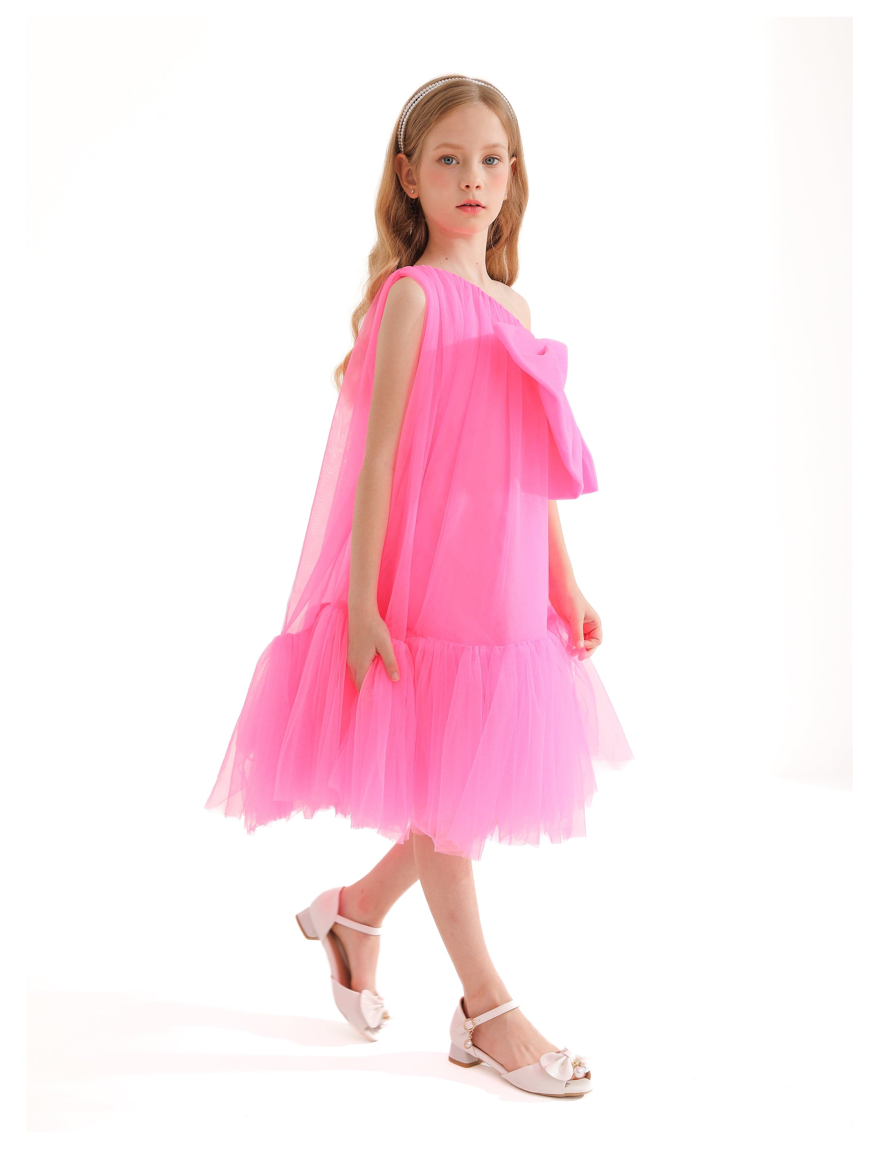Pink Maggi Neon Bow Tulle Dress