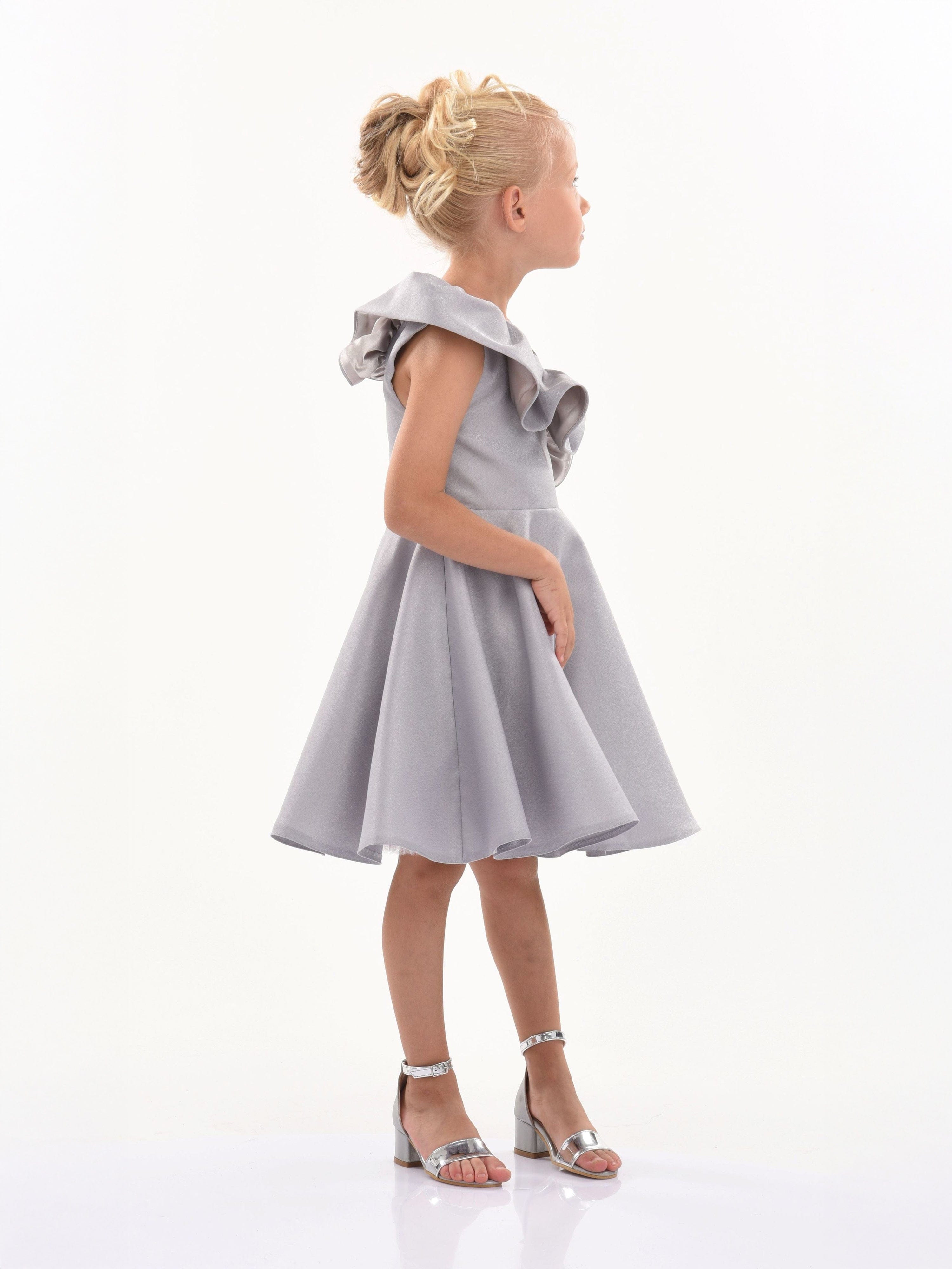 Silver Riviera Off Shoulder Ruffle Dress