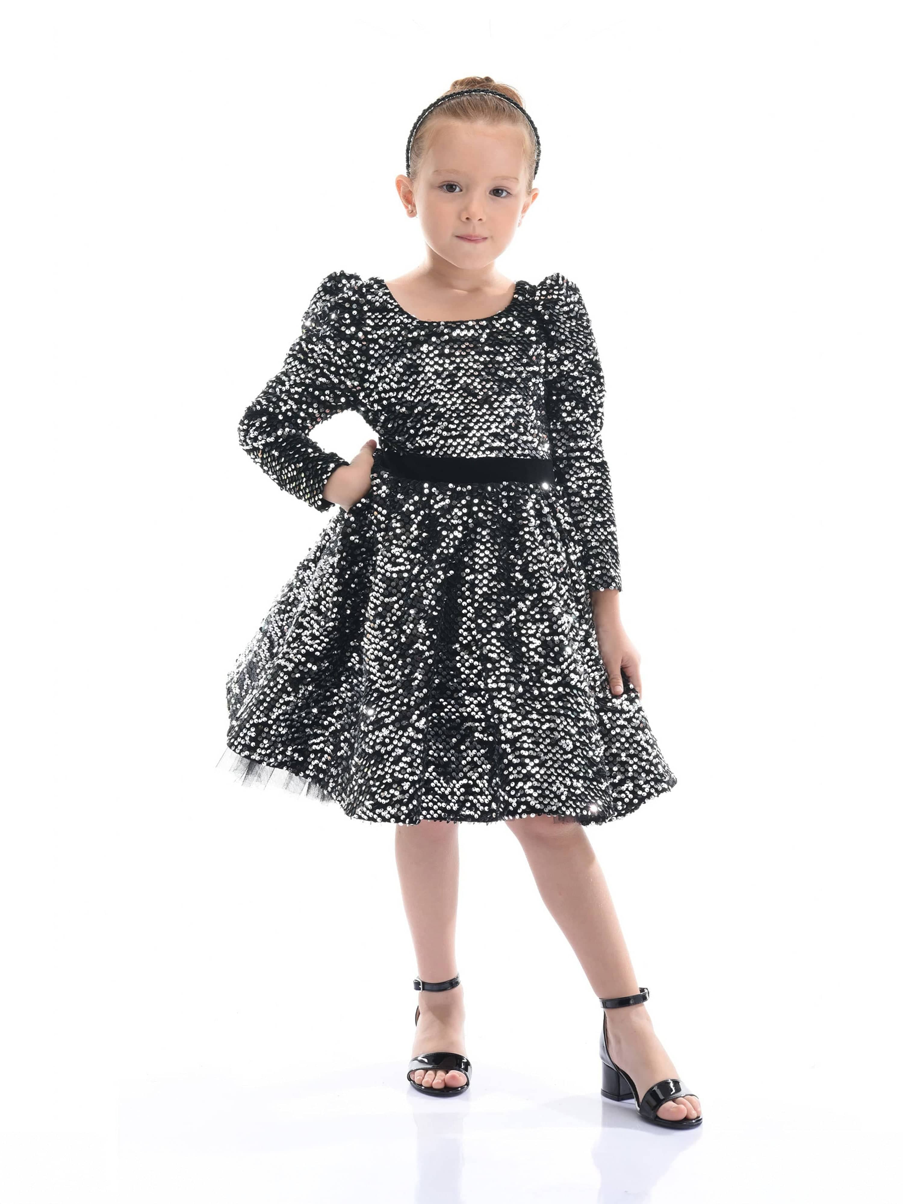 Black Merribrook Sequin Bow Dress