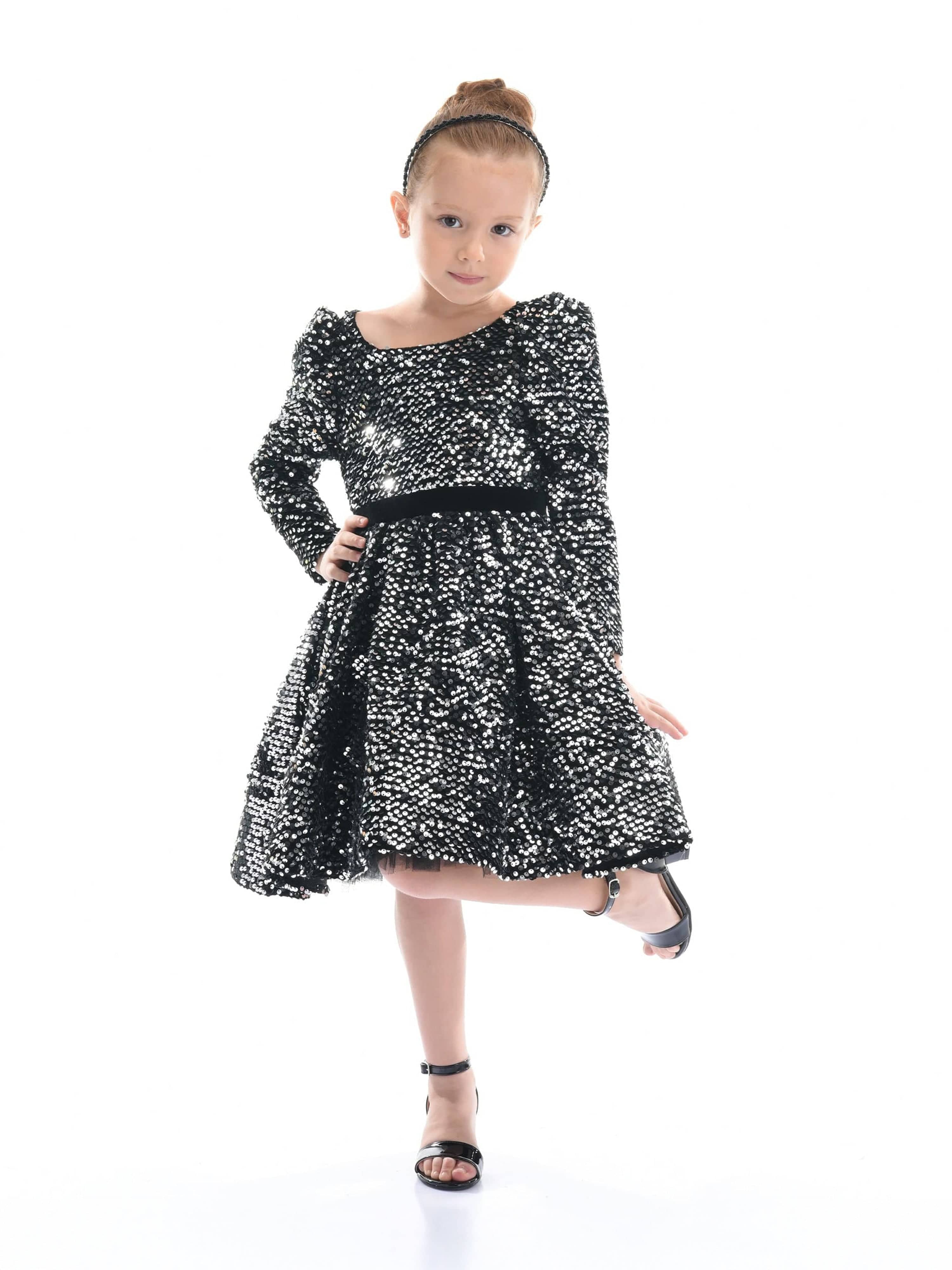 Black Merribrook Sequin Bow Dress