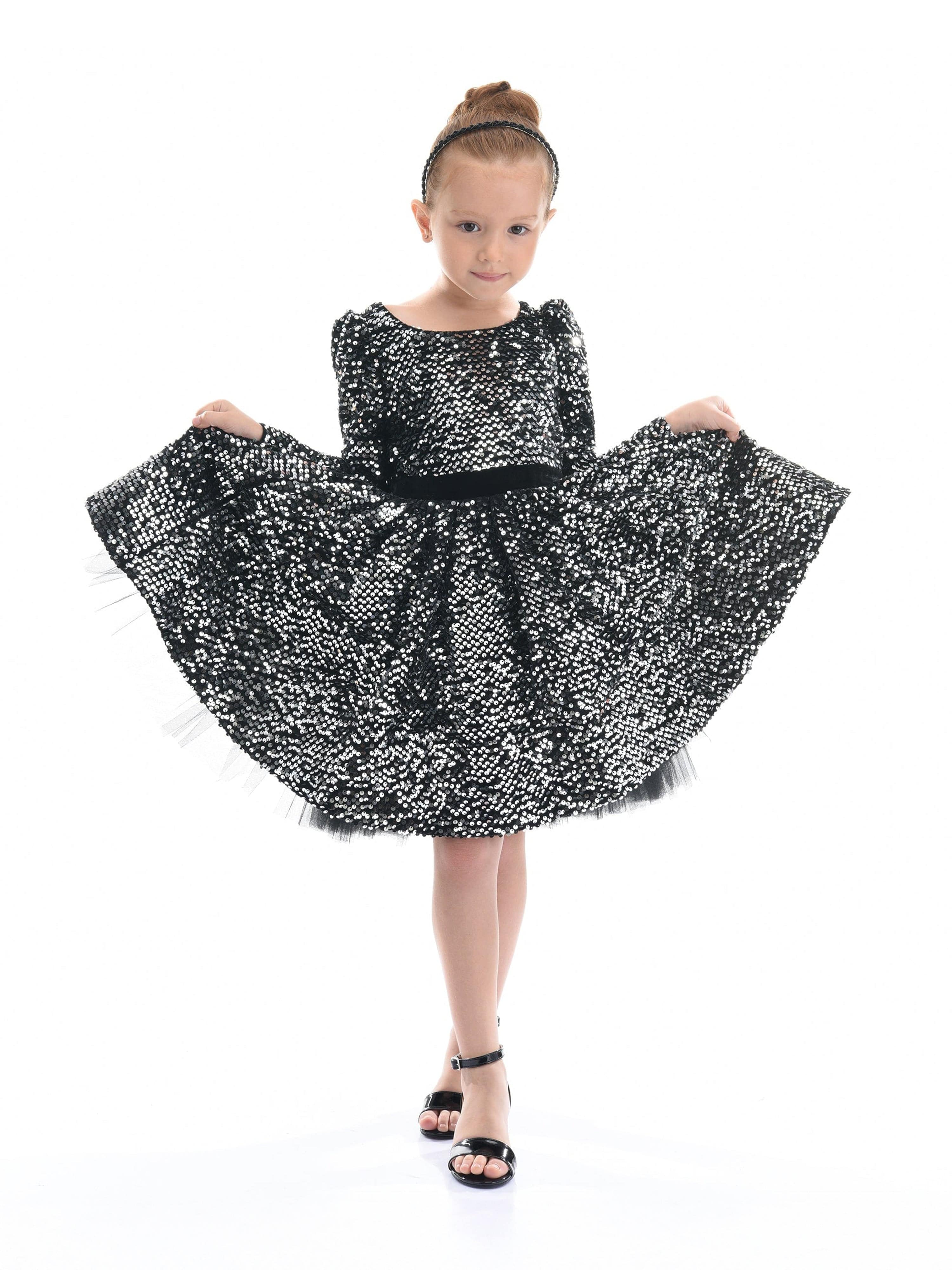 Black Merribrook Sequin Bow Dress