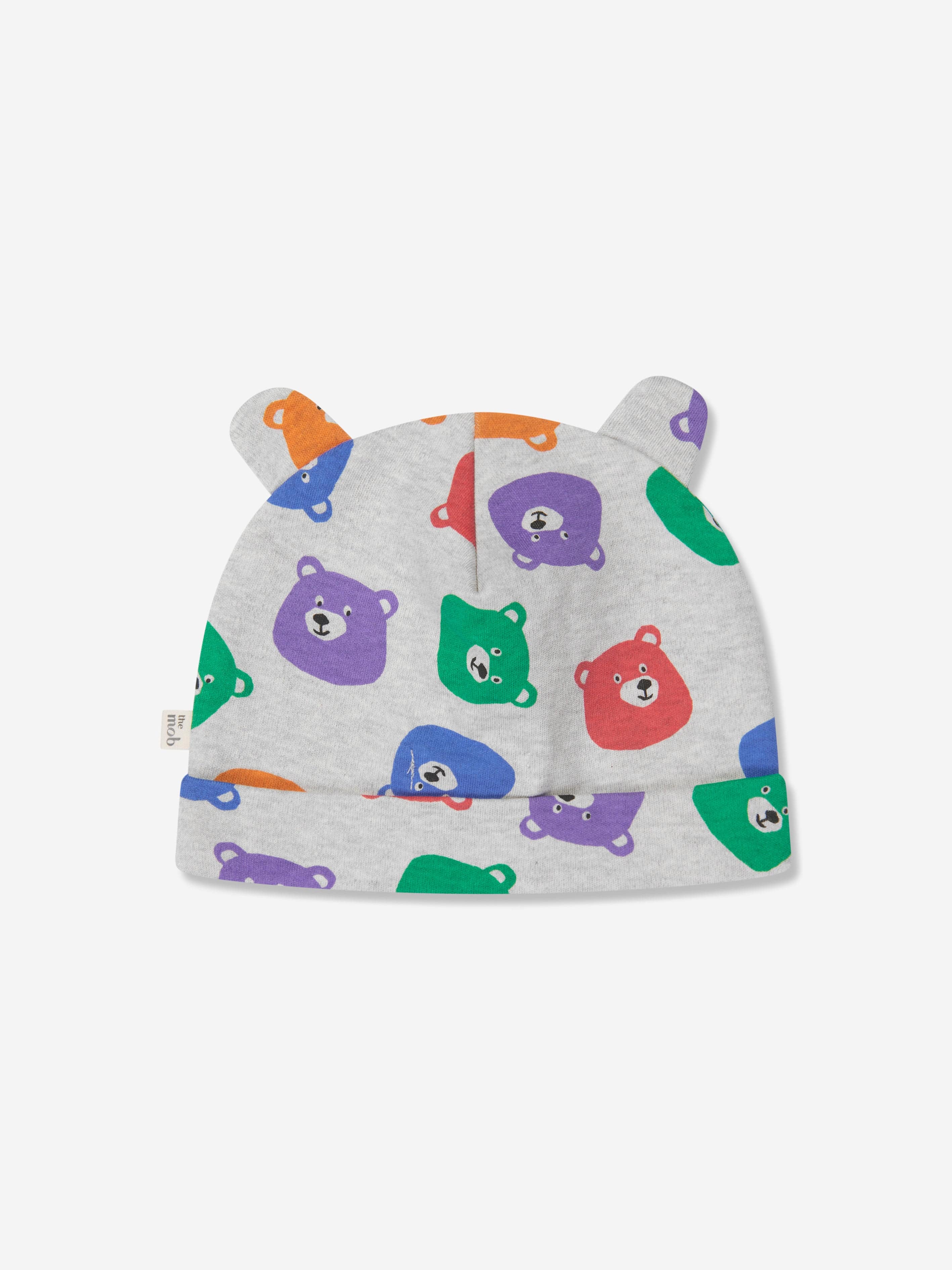 The Bonnie Mob Baby Bears Print Hat With Ears in Multicolour