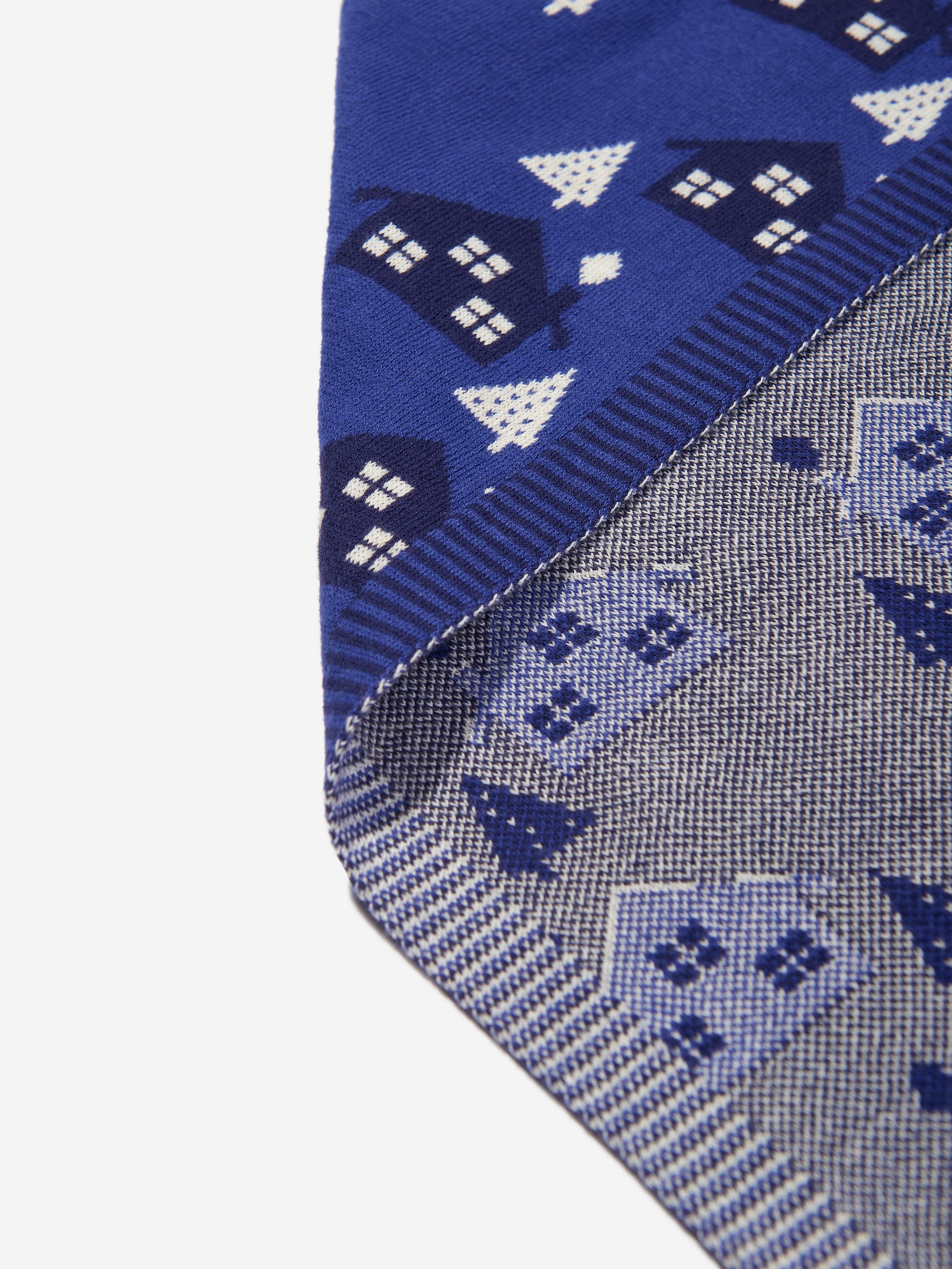 The Bonnie Mob Baby Boys Fawn Cabin Knit Shawl in Blue