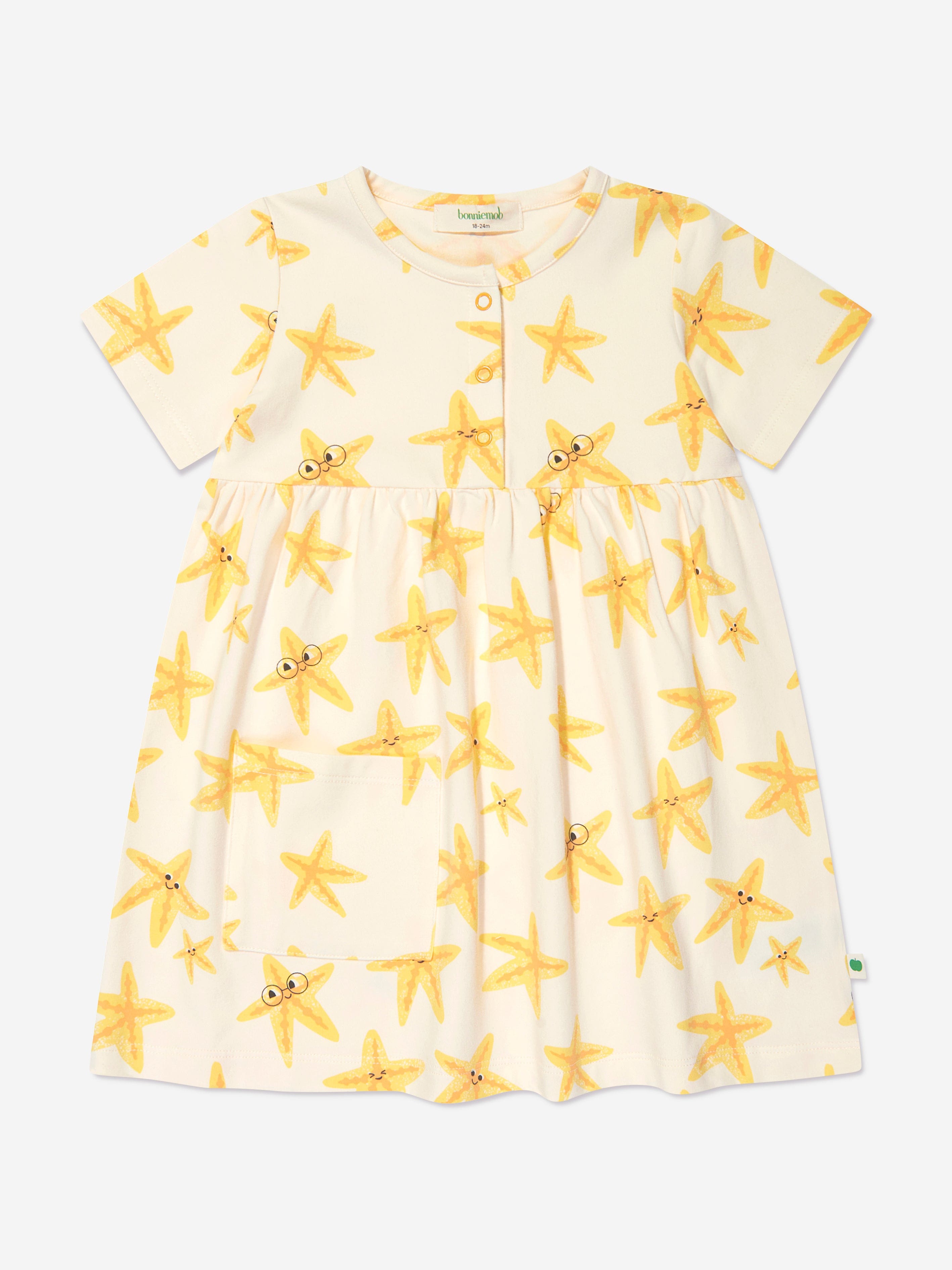 The Bonnie Mob Girls Cari Starfish Pocket Dress in Ivory