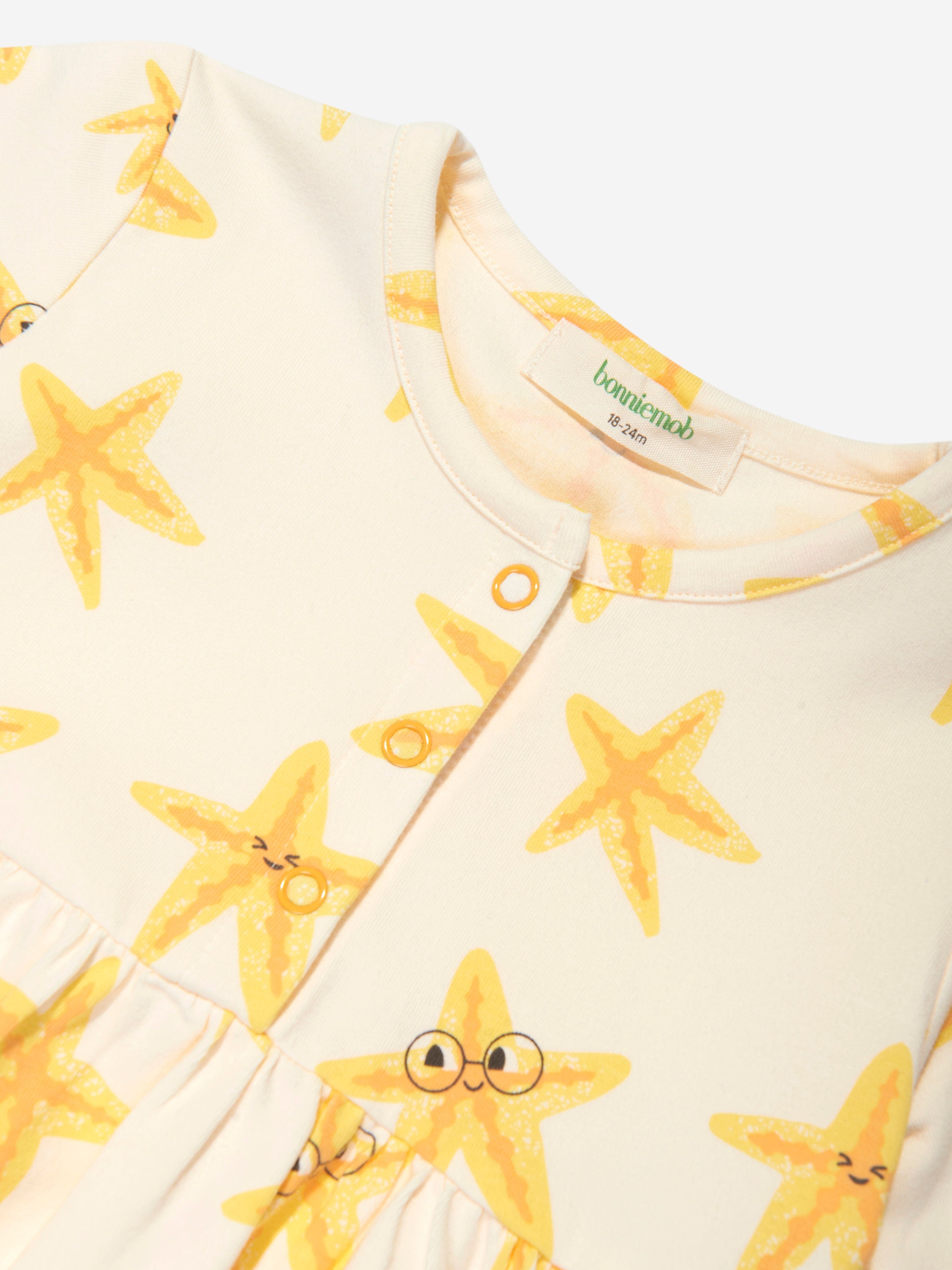 The Bonnie Mob Girls Cari Starfish Pocket Dress in Ivory