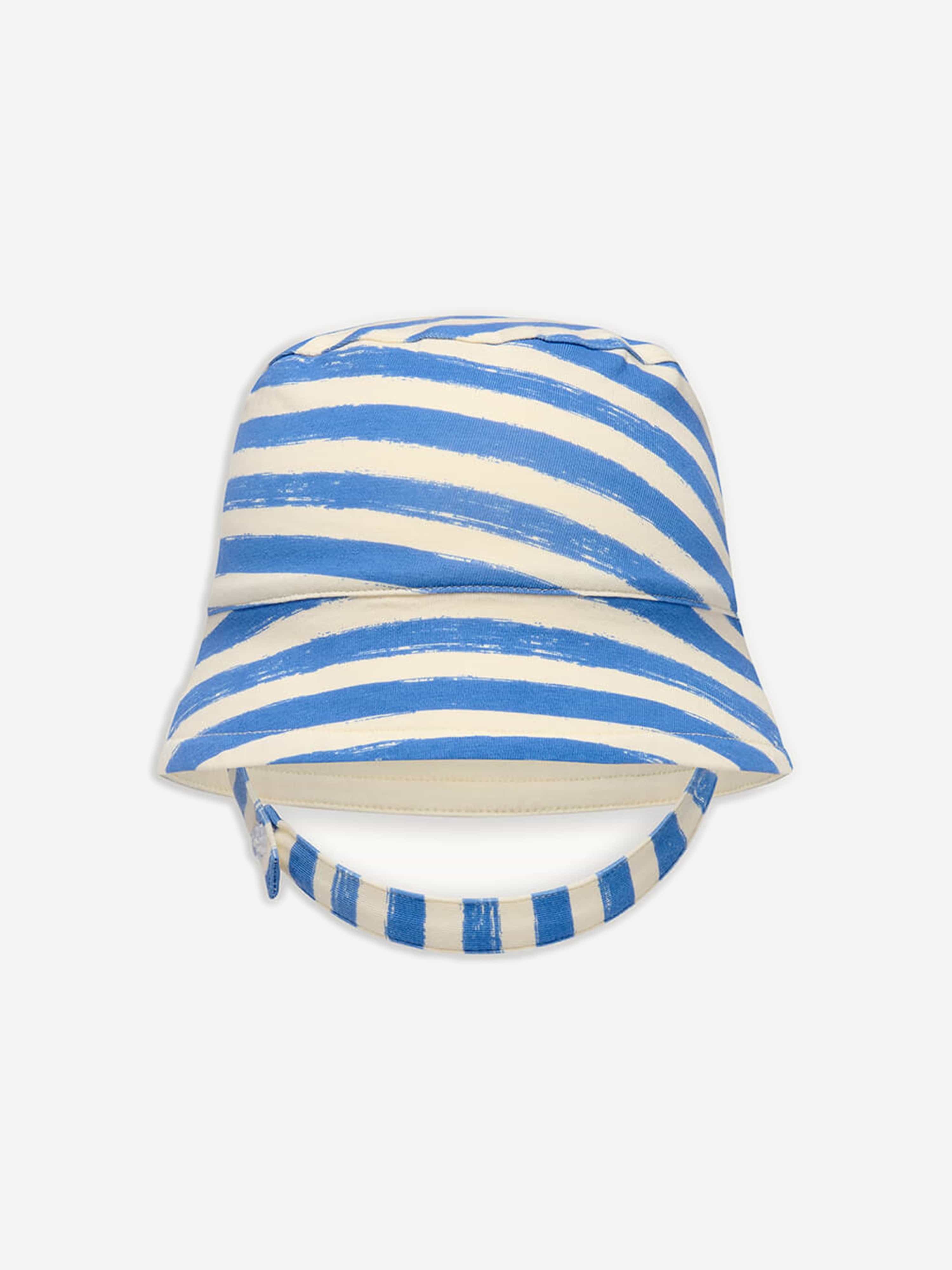 The Bonnie Mob Boys Chill Striped Sun Hat in Blue